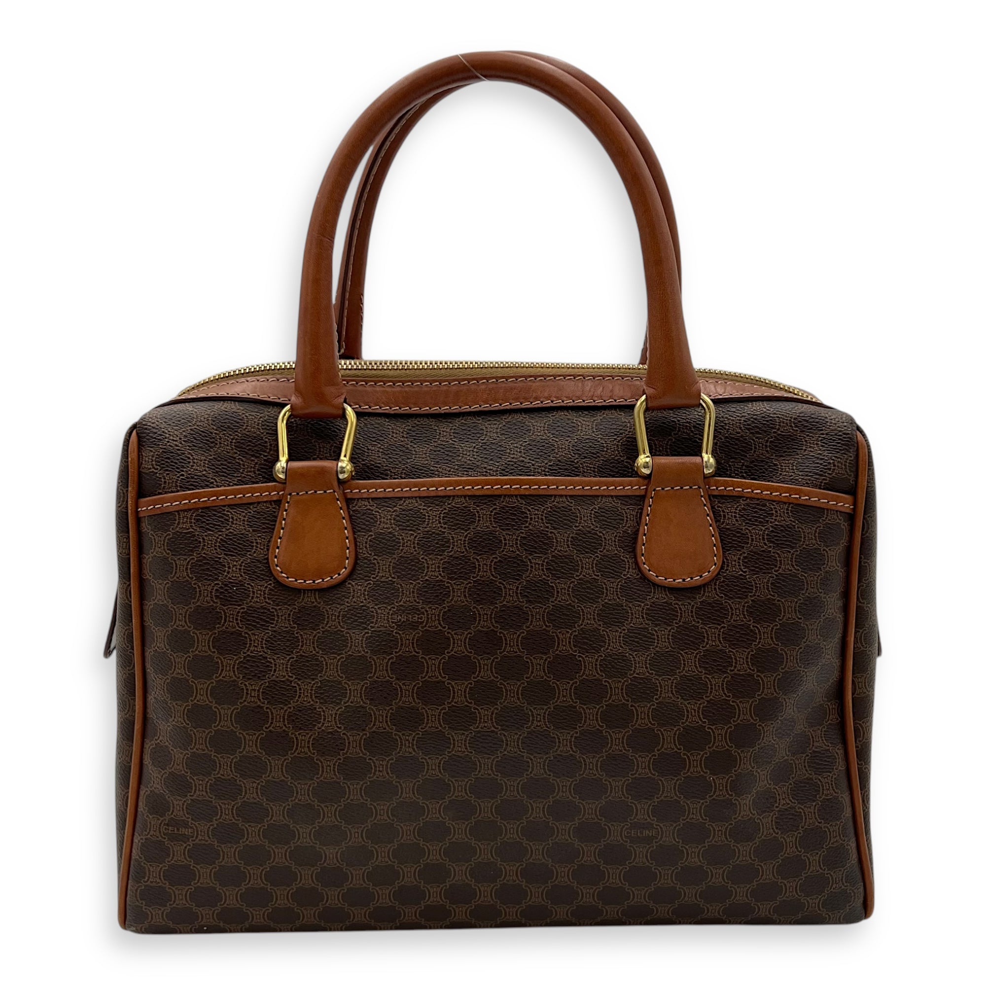 Macadam Top Handle Bag Brown in Coated Canvas, Gold hardware - Image 3