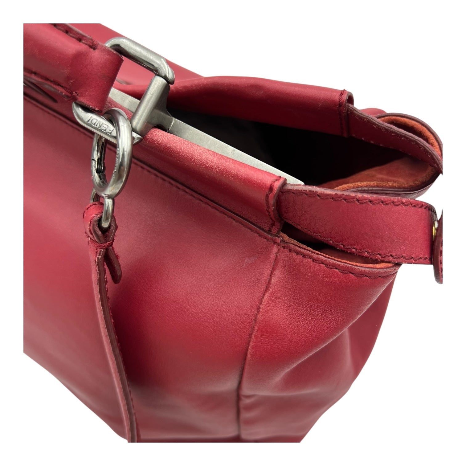 Peekaboo Top Handle Bag Red in Calfskin, Mixed hardware - Image 9