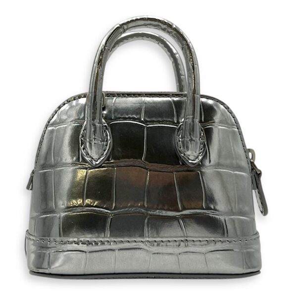 Ville Micro Silver Top Handle Bag in Crocodile Embossed Calfskin, Silver hardware - Image 3