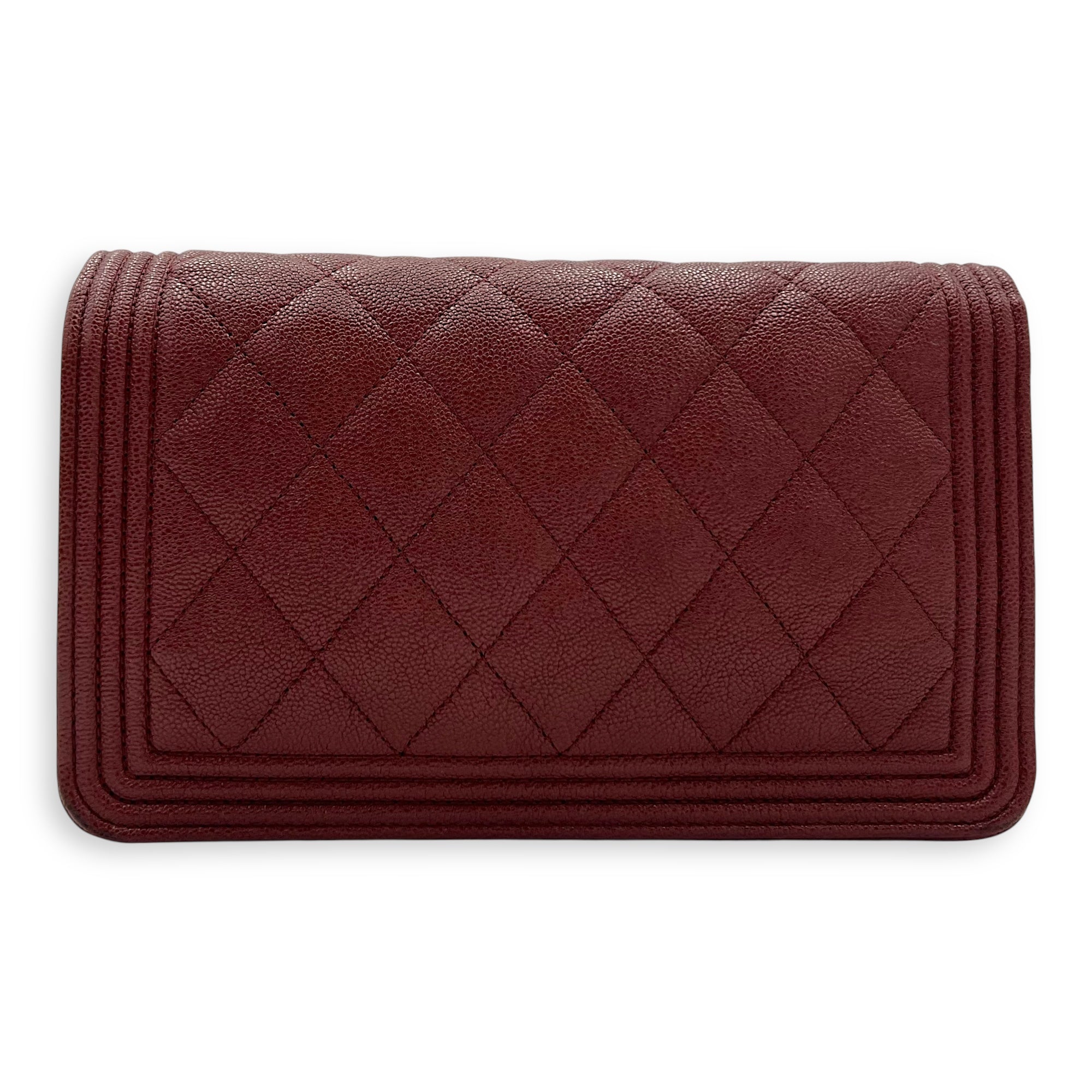 Boy Wallet On Chain Red in Caviar Leather, Gold hardware - Image 3