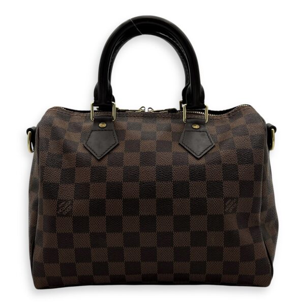 Speedy Bandouliere Top Handle Bag 25 Brown in Coated Canvas, Gold hardware - Image 3