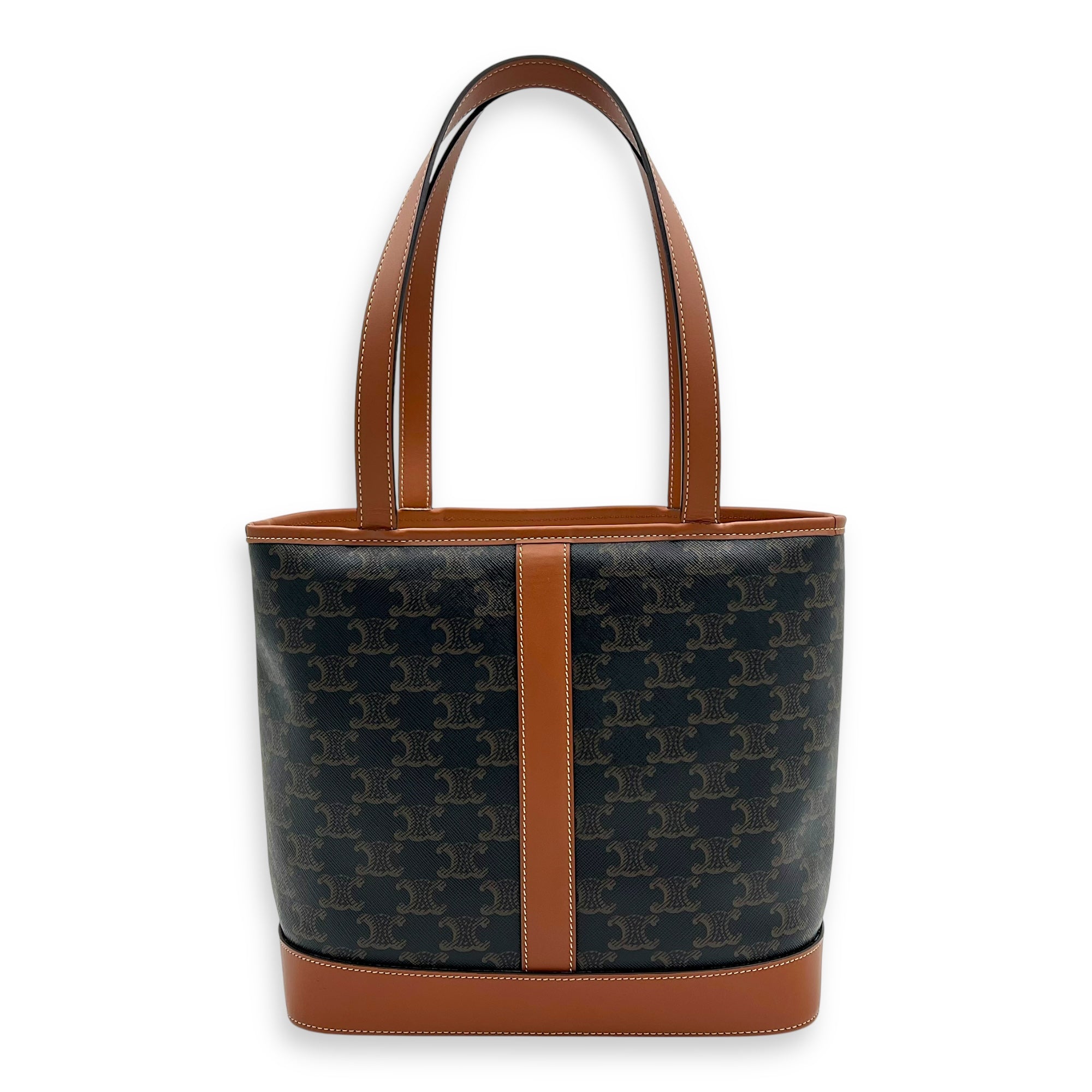 Triomphe Tote Bag Brown in Coated Canvas, Gold hardware - Image 3