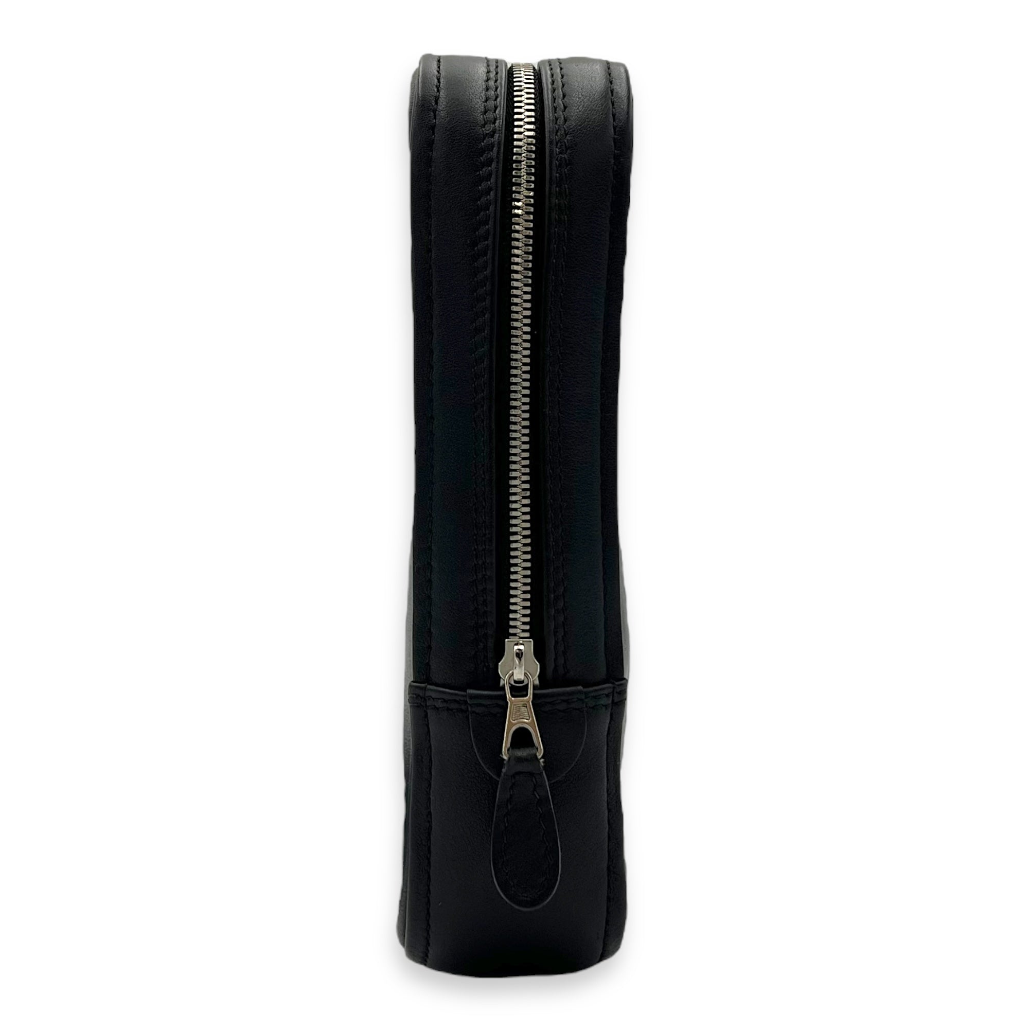 Logo Pouch Black in Calfskin, Silver hardware - Image 4