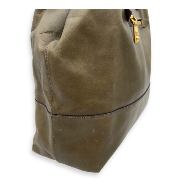 Logo Tote Bag Grey in Calfskin, Gold hardware - Image 8