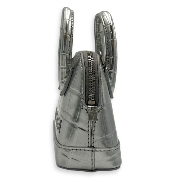 Ville Micro Silver Top Handle Bag in Crocodile Embossed Calfskin, Silver hardware - Image 4