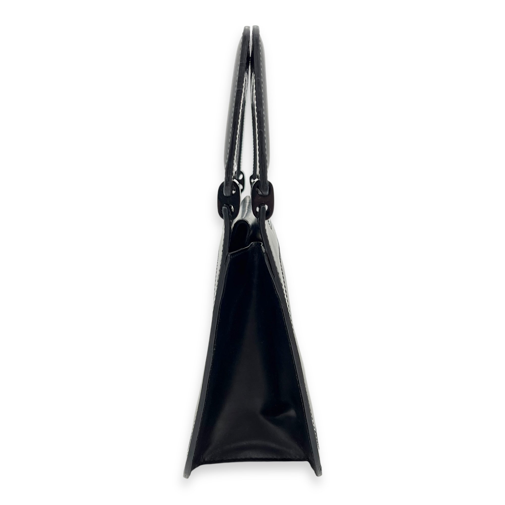 Vintage Top Handle Bag Black in Calfskin, Silver hardware - Image 4