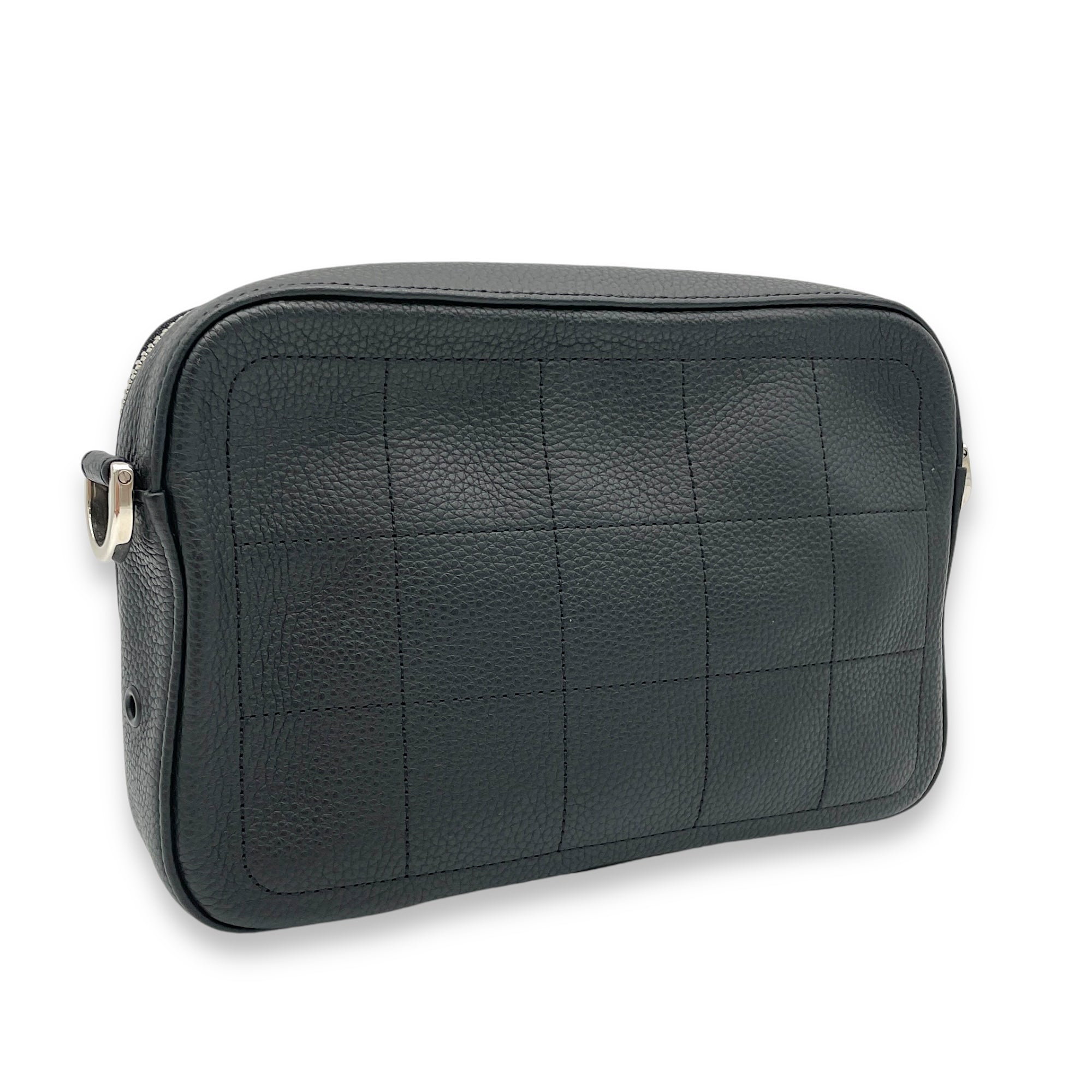 Safari Black Messenger in Calfskin, Silver hardware - Image 5