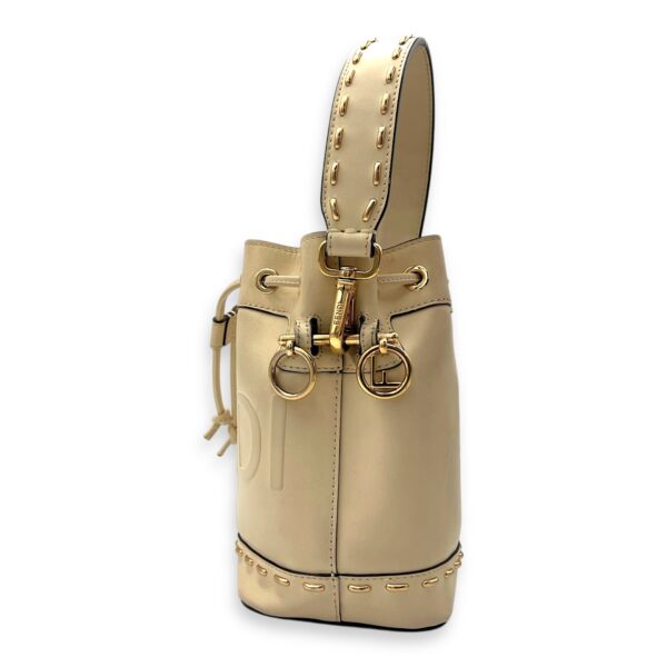 Mon Tresor Top Handle Bag Mini White in Calfskin, Gold hardware - Image 5