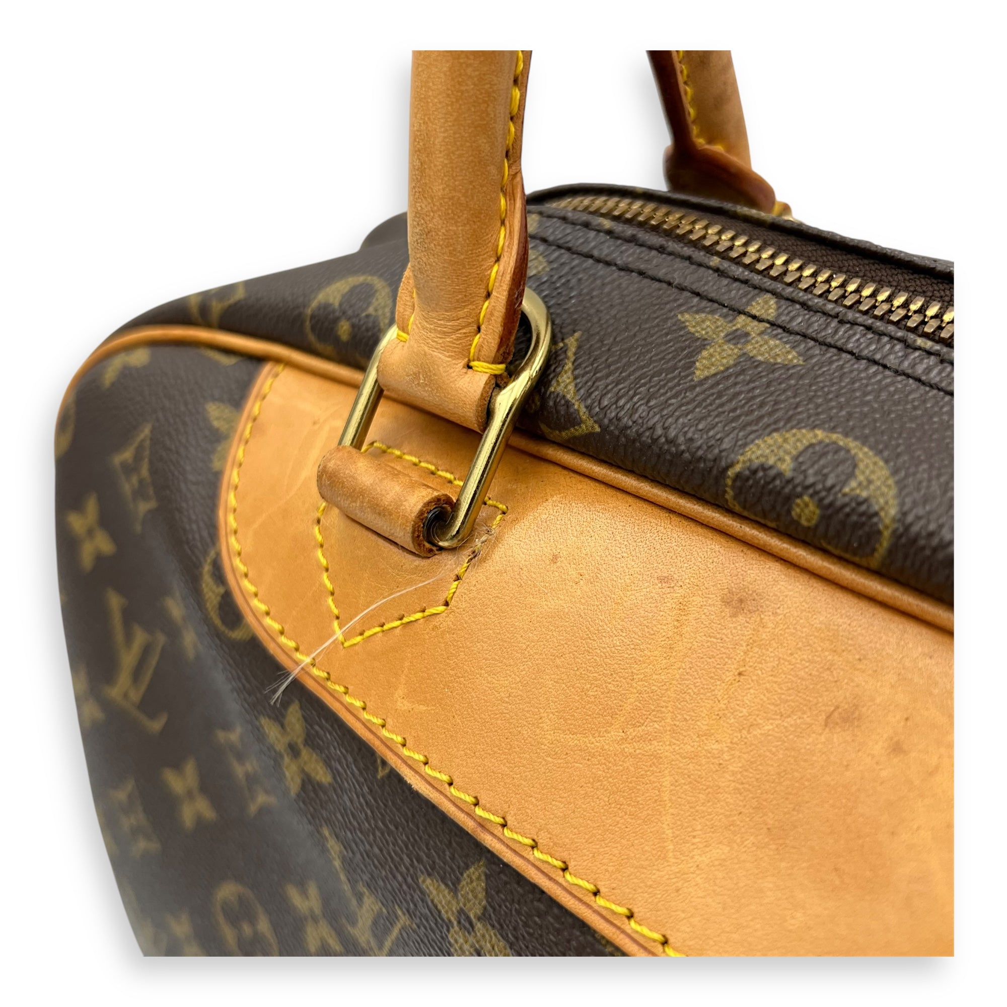 Deauville Brown Top handle Bag in Monogram Coated Canvas, Gold hardware - Image 9