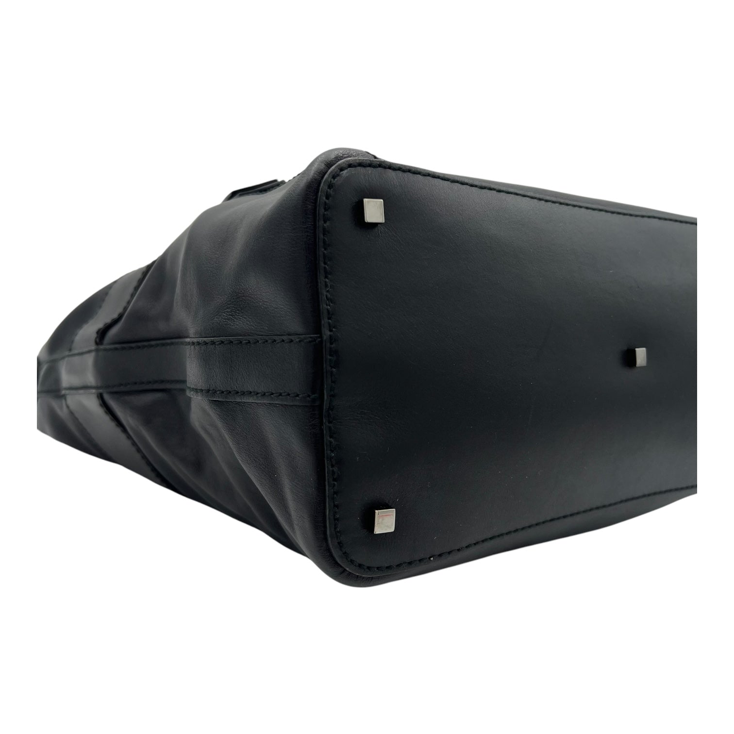 Hobo Black Top Handle Bag in Calfskin, Silver hardware - Image 10