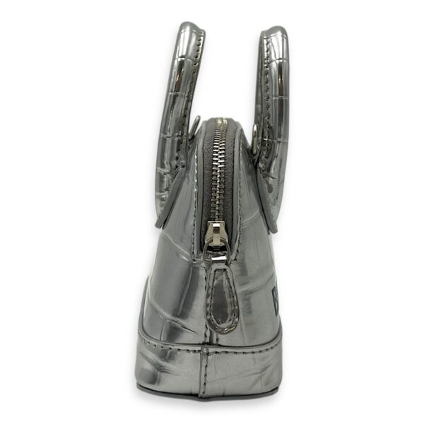 Ville Micro Silver Top Handle Bag in Crocodile Embossed Calfskin, Silver hardware - Image 5