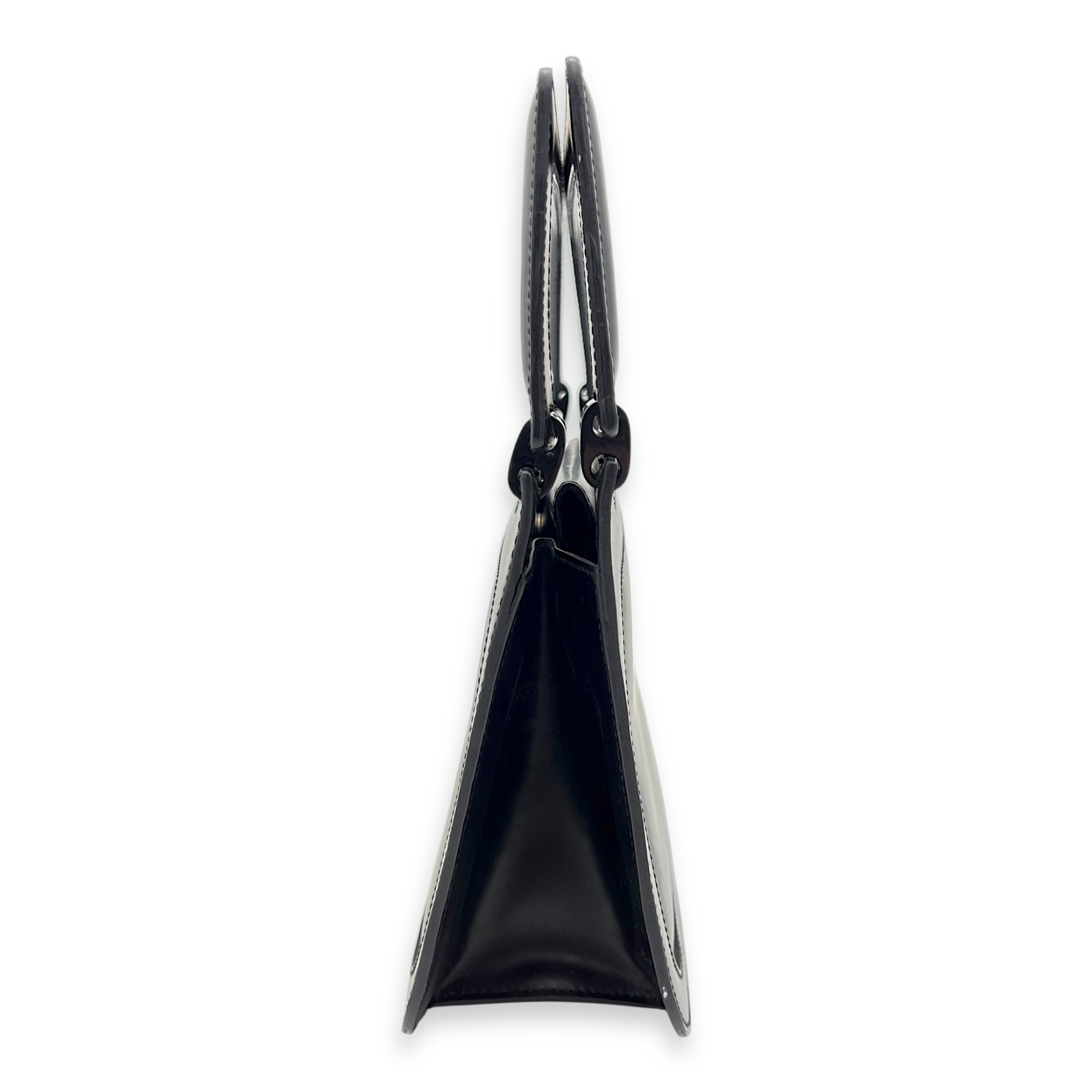 Vintage Top Handle Bag Black in Calfskin, Silver hardware - Image 5