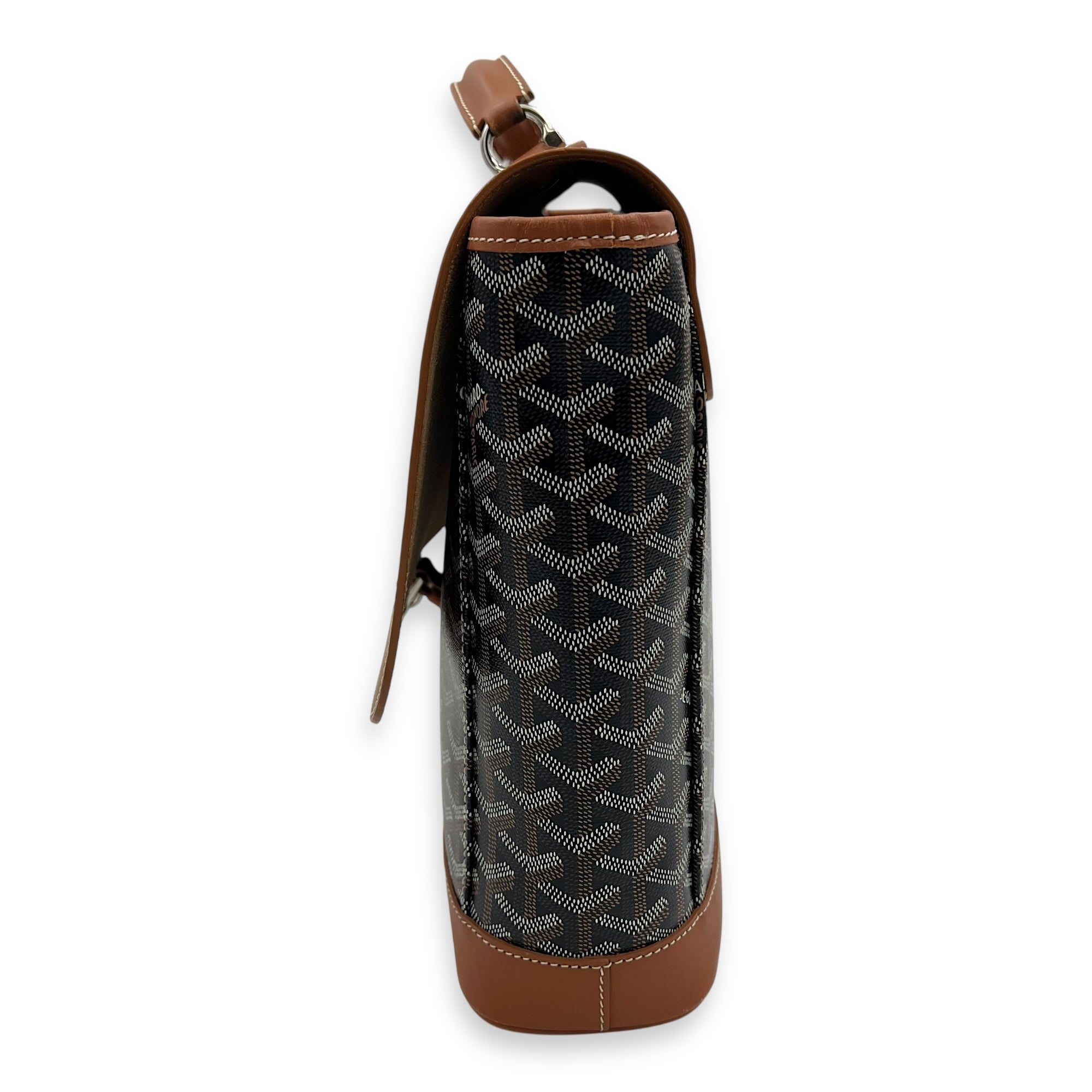 Citadine PM Brown Top Handle Bag in Coated Canvas, Silver hardware - Image 5