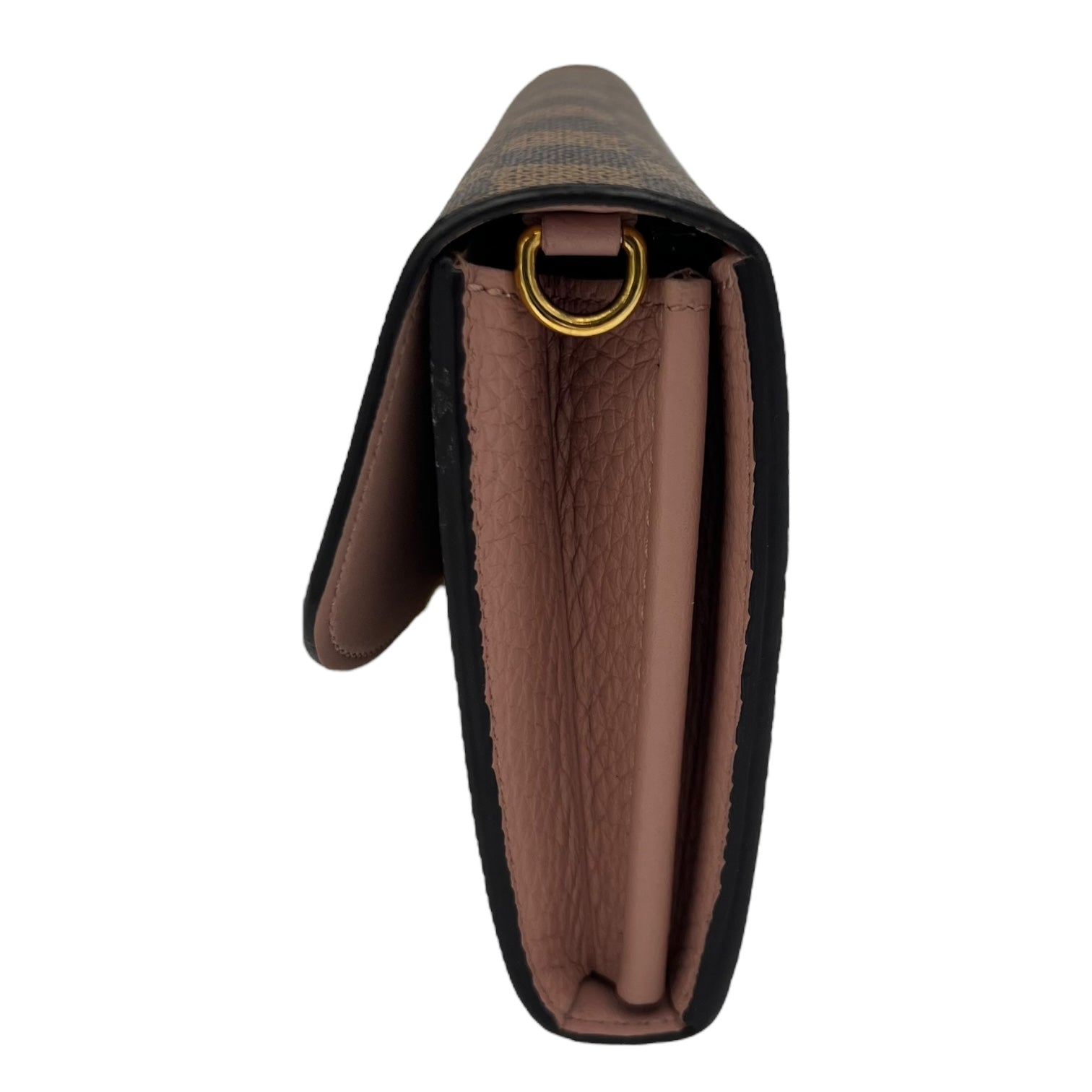 Croisette Wallet On Chain Damier Ebene in Coated Canvas, Gold hardware - Image 4