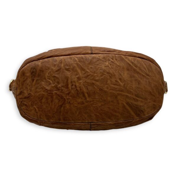 Nightingale Medium Brown Top Handle Bag in Distressed Leather, Gold hardware - Image 6