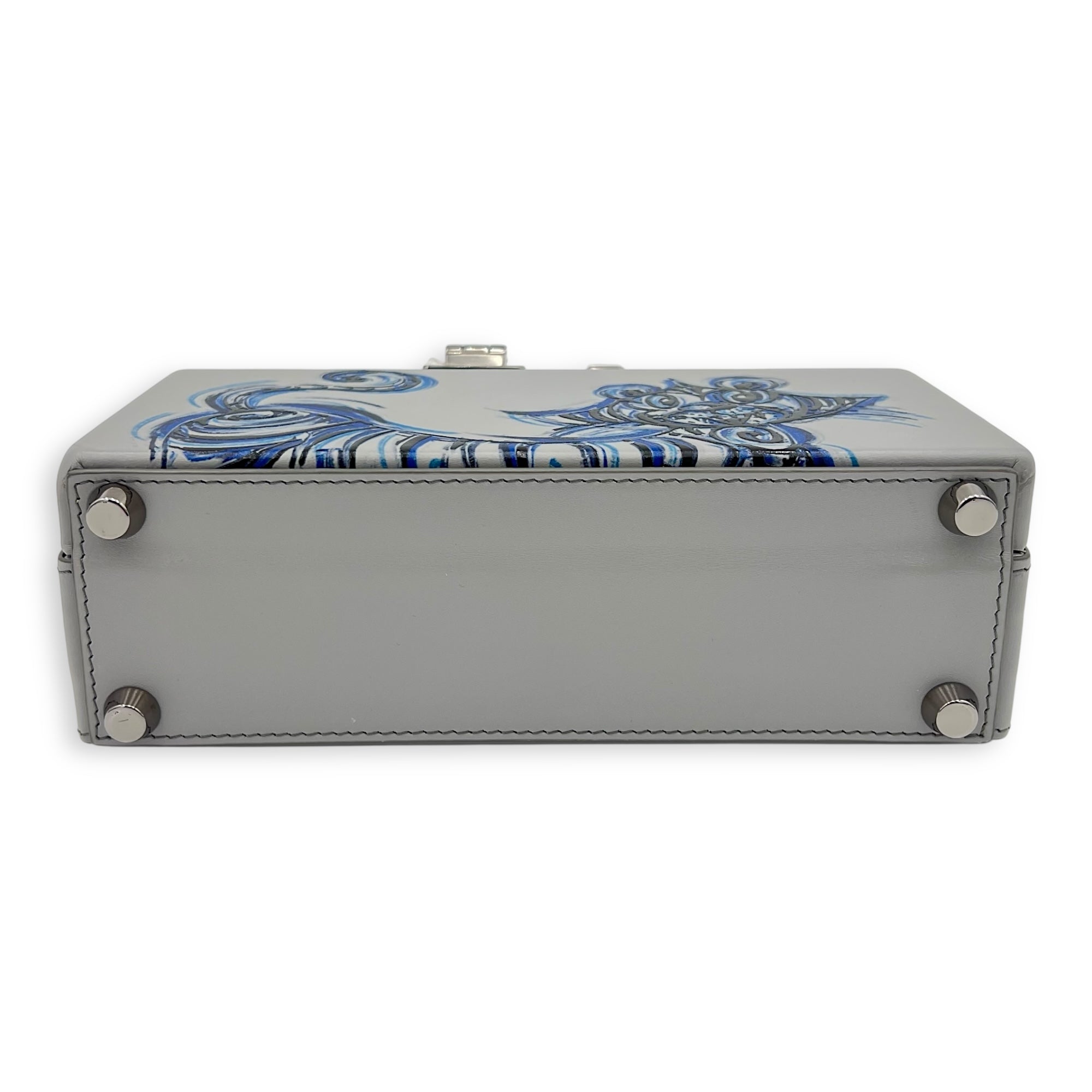 Kenny Scharf Vanity Top Handle Bag Grey in Calfskin, Silver hardware - Image 6