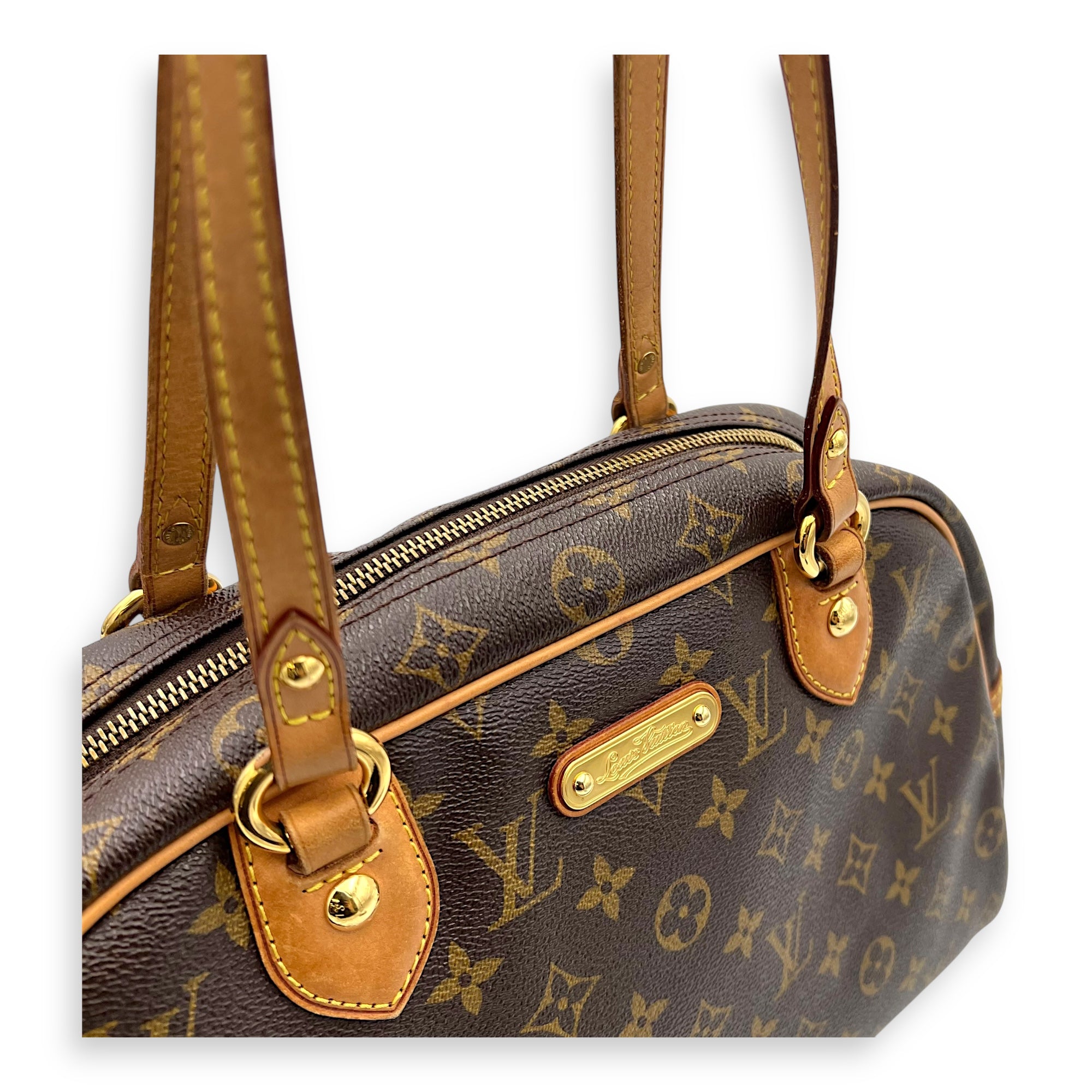 Montorgueil Shoulder Bag Brown in Monogram Coated Canvas, Gold hardware - Image 7