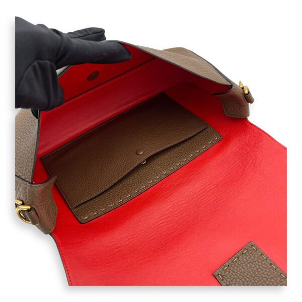 Baguette Top Handle Bag Brown in Calfskin, Silver hardware - Image 7