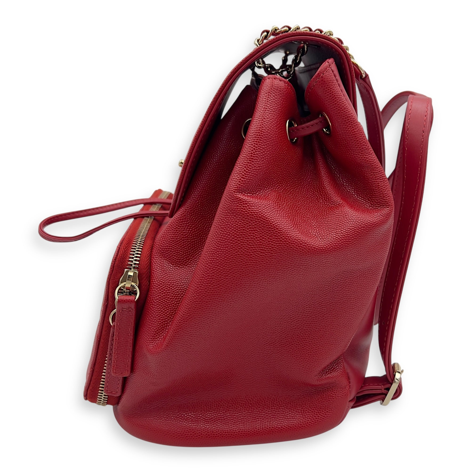 Business Affinity Backpack Red in Caviar Leather, Gold hardware - Image 5