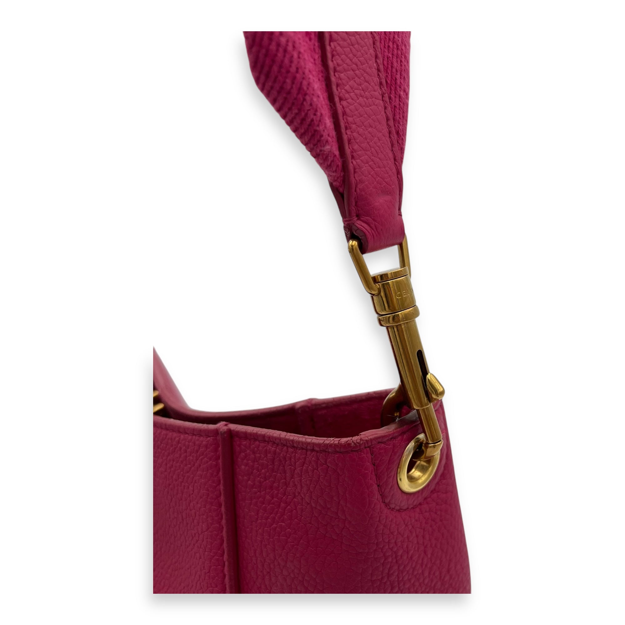 Sangle Small Pink Shoulder Bag in Calfskin, Gold hardware - Image 8
