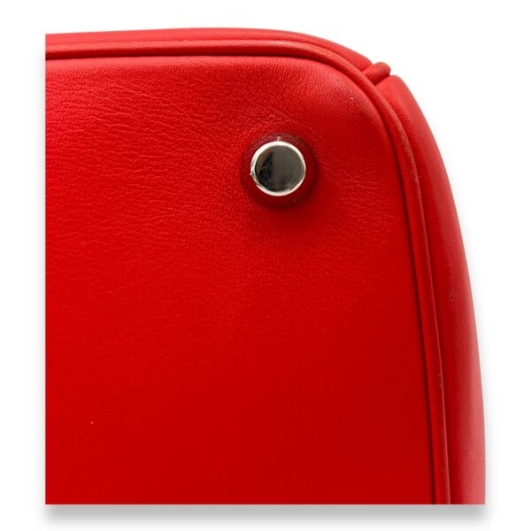 Be Dior Top Handle Bag Red in Calfskin, Silver hardware - Image 8