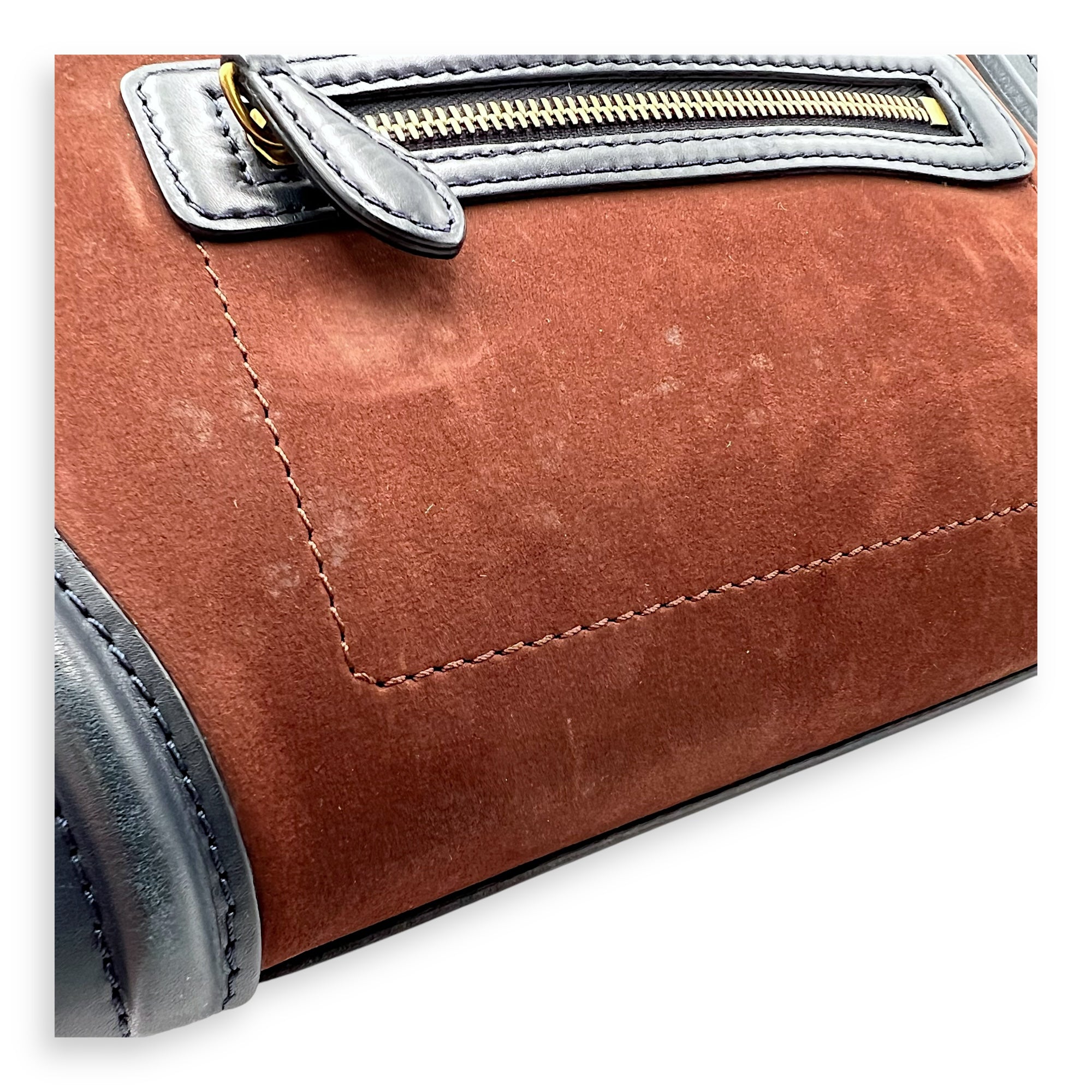 Luggage Mini Multi-colour Top Handle Bag in Suede Leather, Gold hardware - Image 8