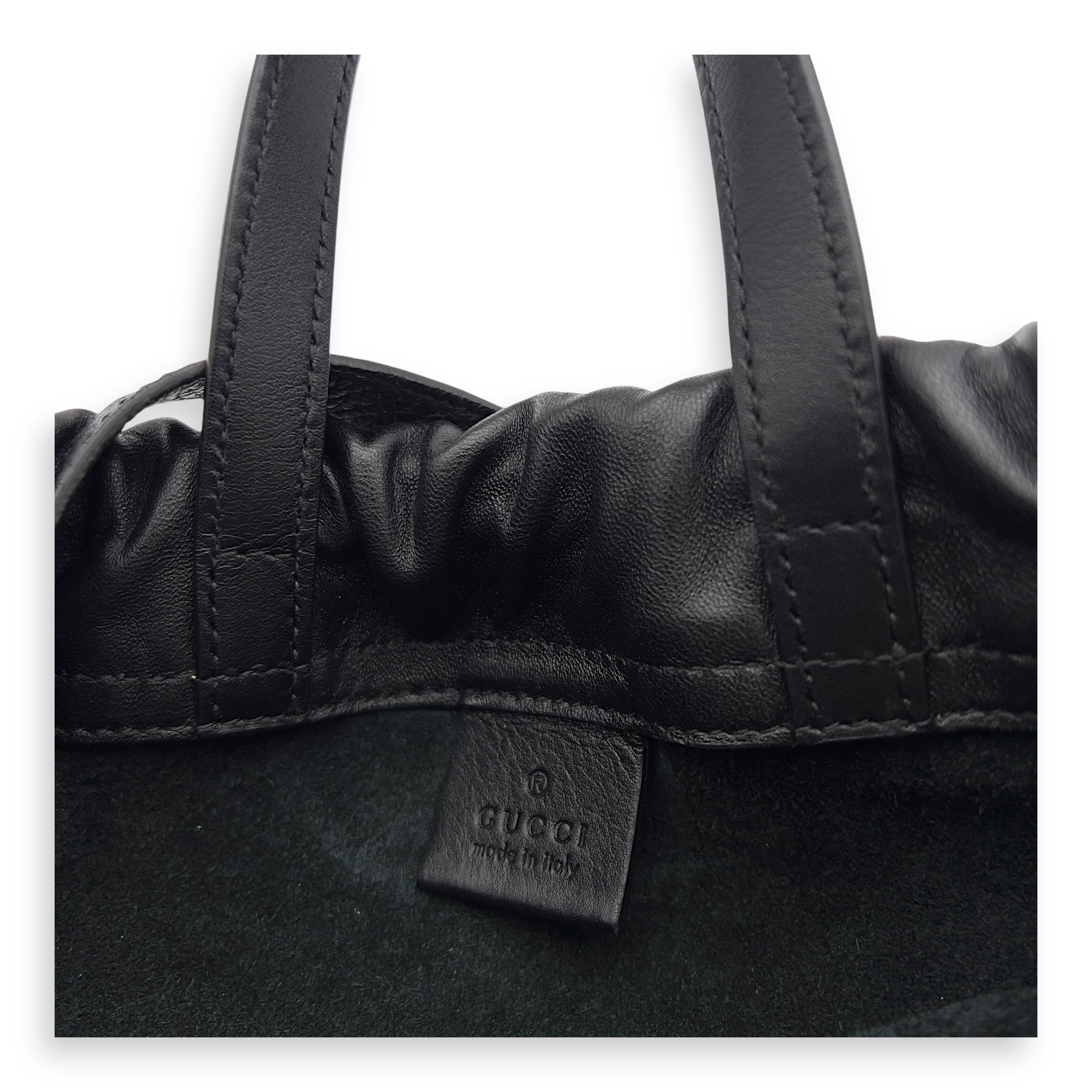 Logo Black Drawstring Backpack in Calfskin - Image 8