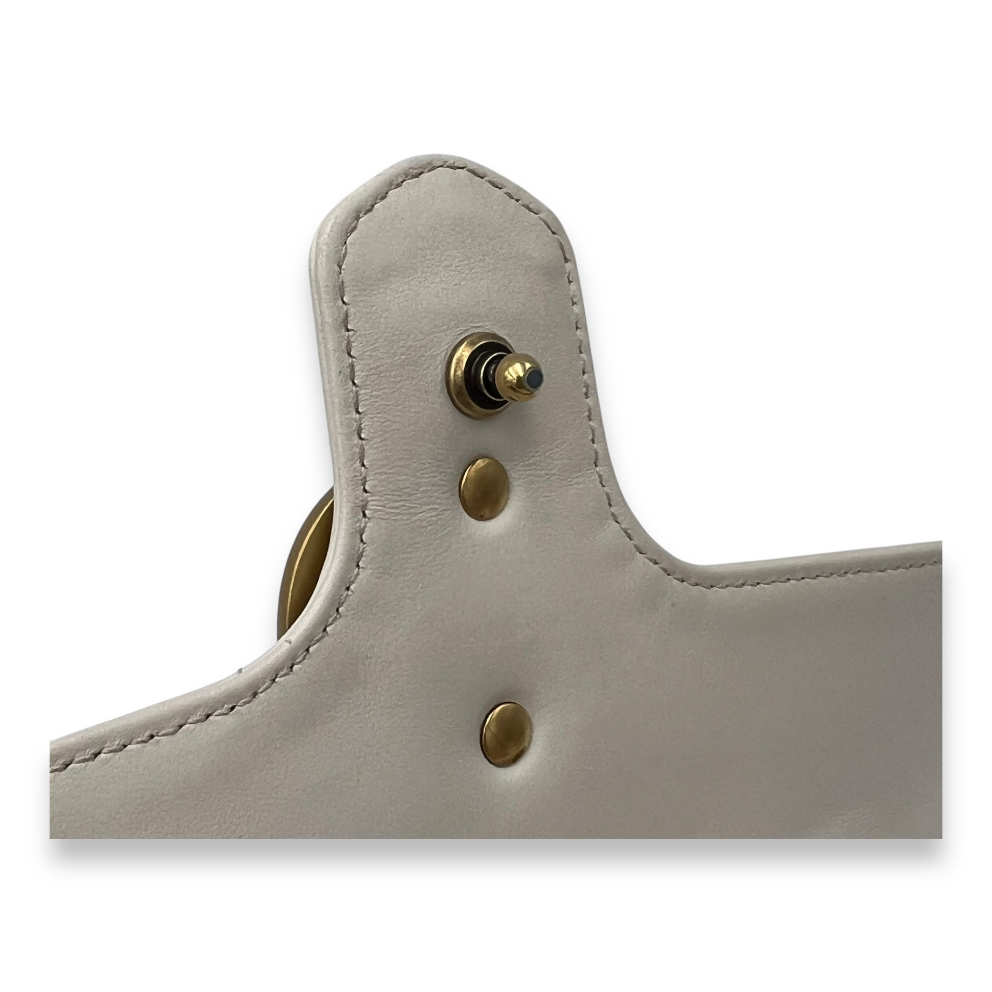 GG Marmont Shoulder Bag Mini White in Calfskin , Brushed Gold Hardware - Image 8