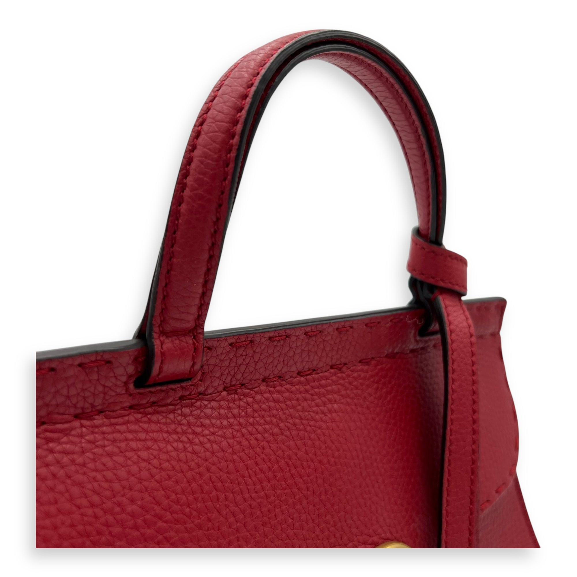 GG Marmont Top Handle Bag Red in Calfskin, Gold hardware - Image 8