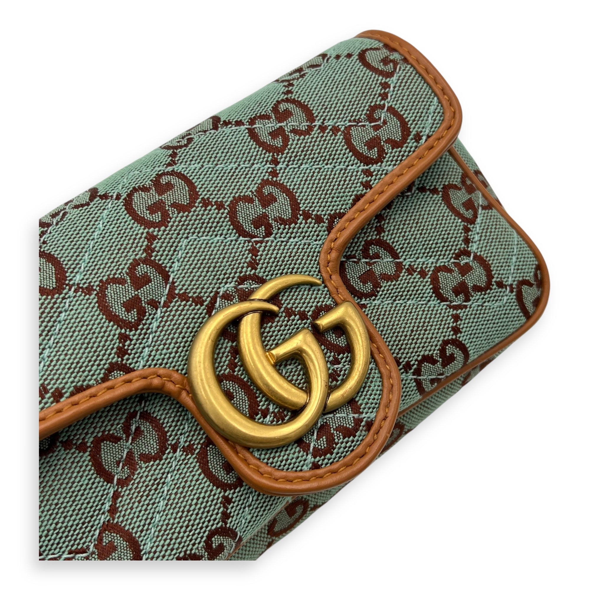 GG Marmont Crossbody Bag Super Mini Blue in Denim, Gold hardware - Image 13