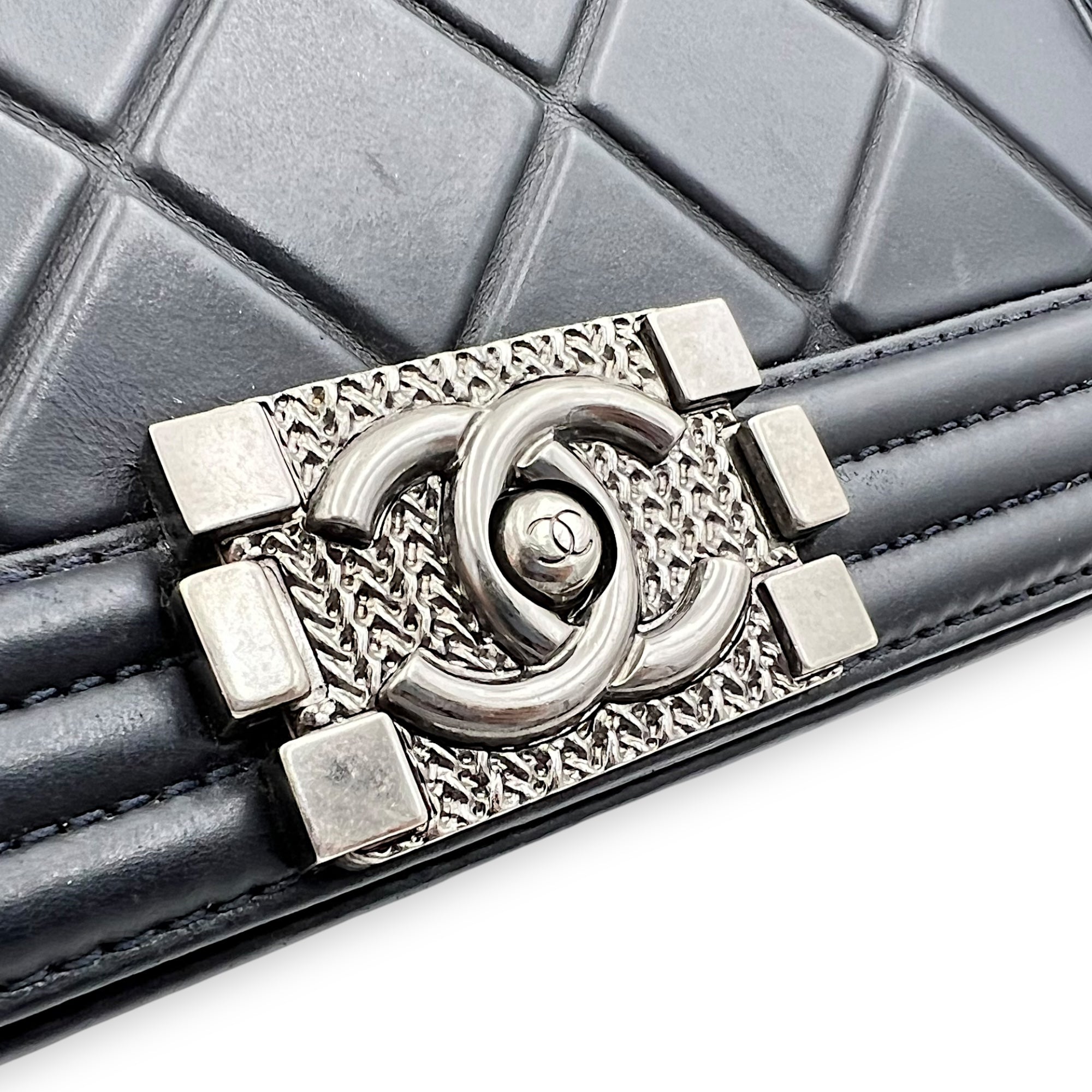 Boy Medium Blue Shoulder Bag in Lambskin, Ruthenium hardware - Image 8