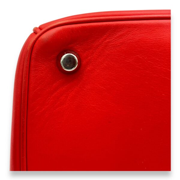 Be Dior Top Handle Bag Red in Calfskin, Silver hardware - Image 9