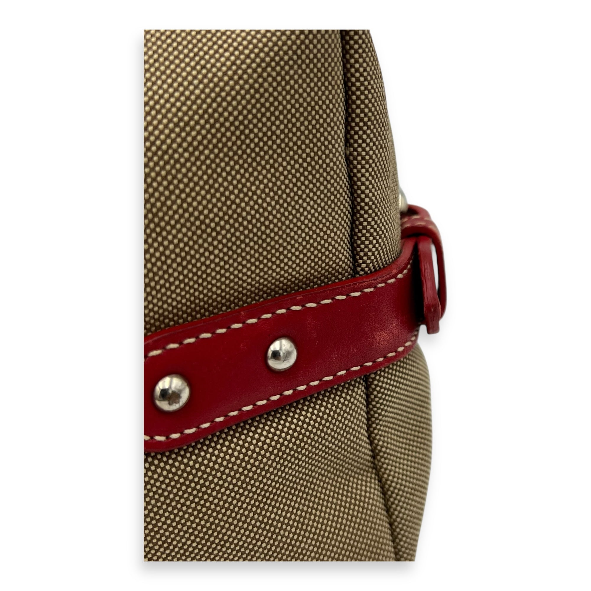 Logo Top Handle Bag Brown in Canvas, Silver hardware - Image 9