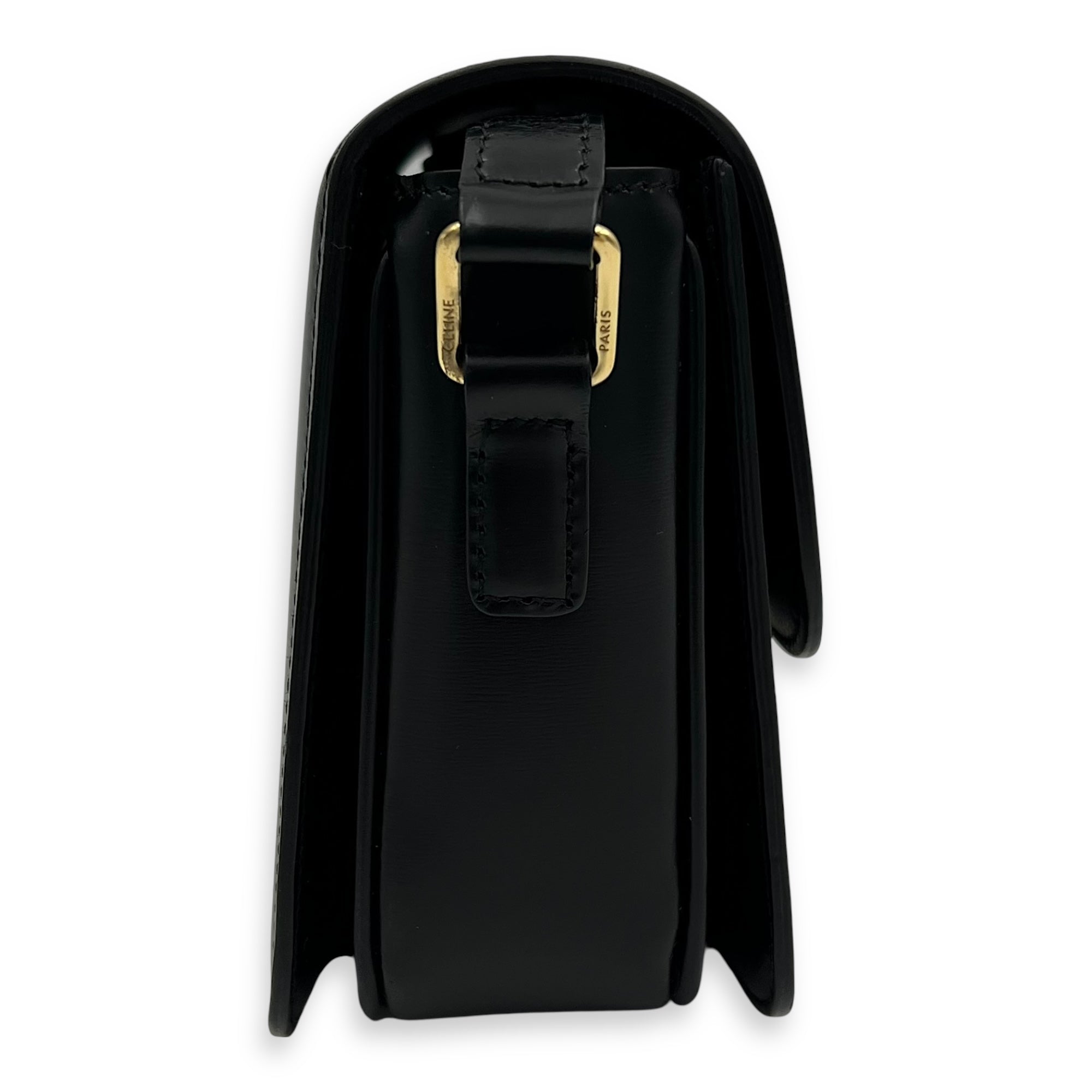 Triomphe Teen Black Crossbody Bag in Box Calfskin, Gold hardware - Image 4