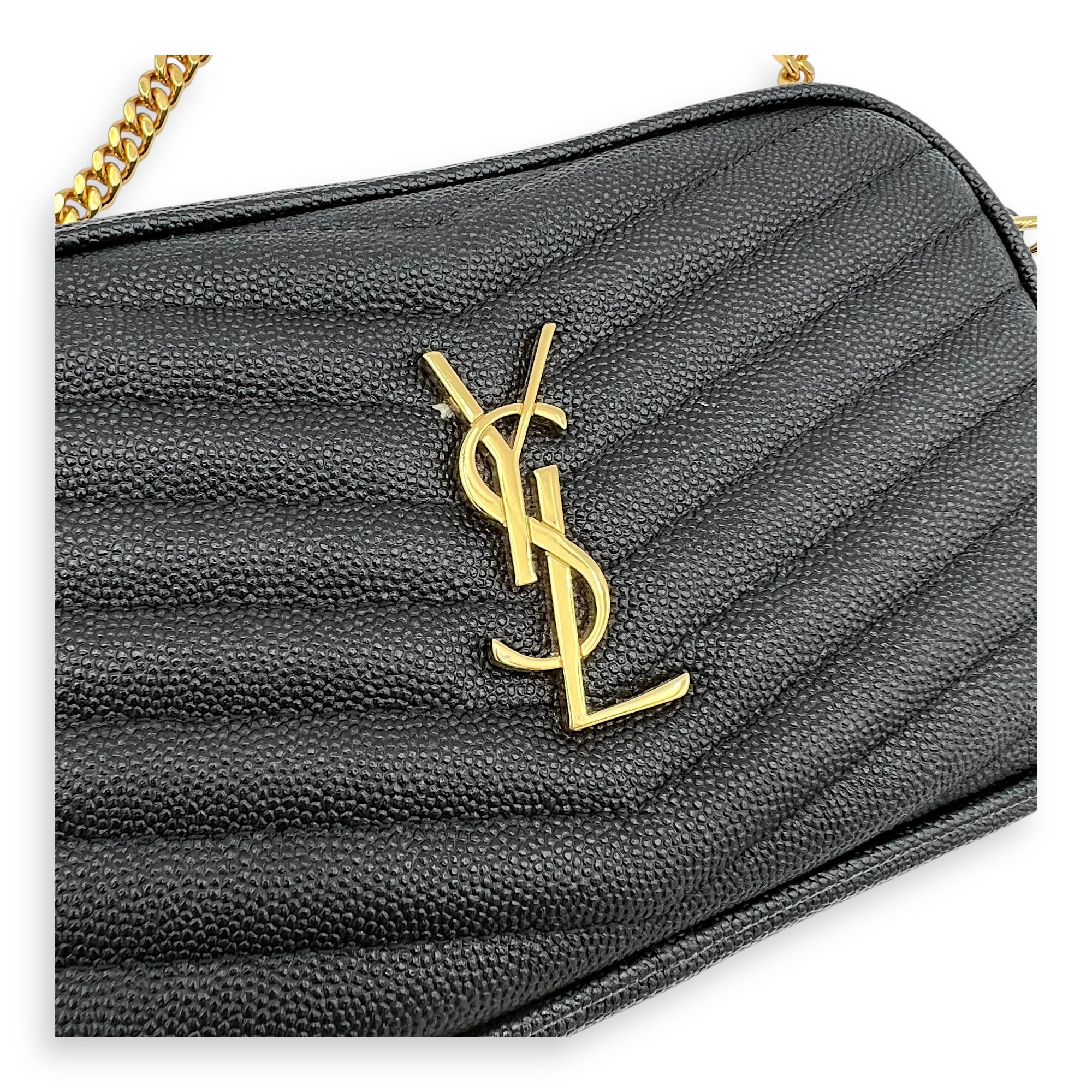 Lou Shoulder Bag Black in Caviar Leather, Gold hardware - Image 8