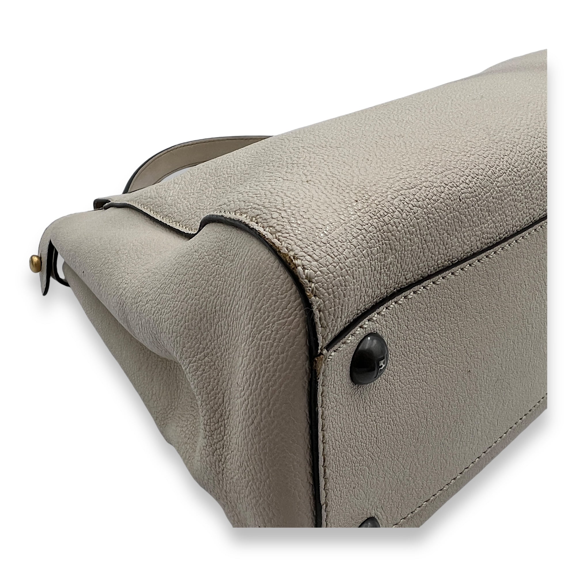 Peekaboo Medium Top handle bag in Calfskin, Silver Hardware - Image 10