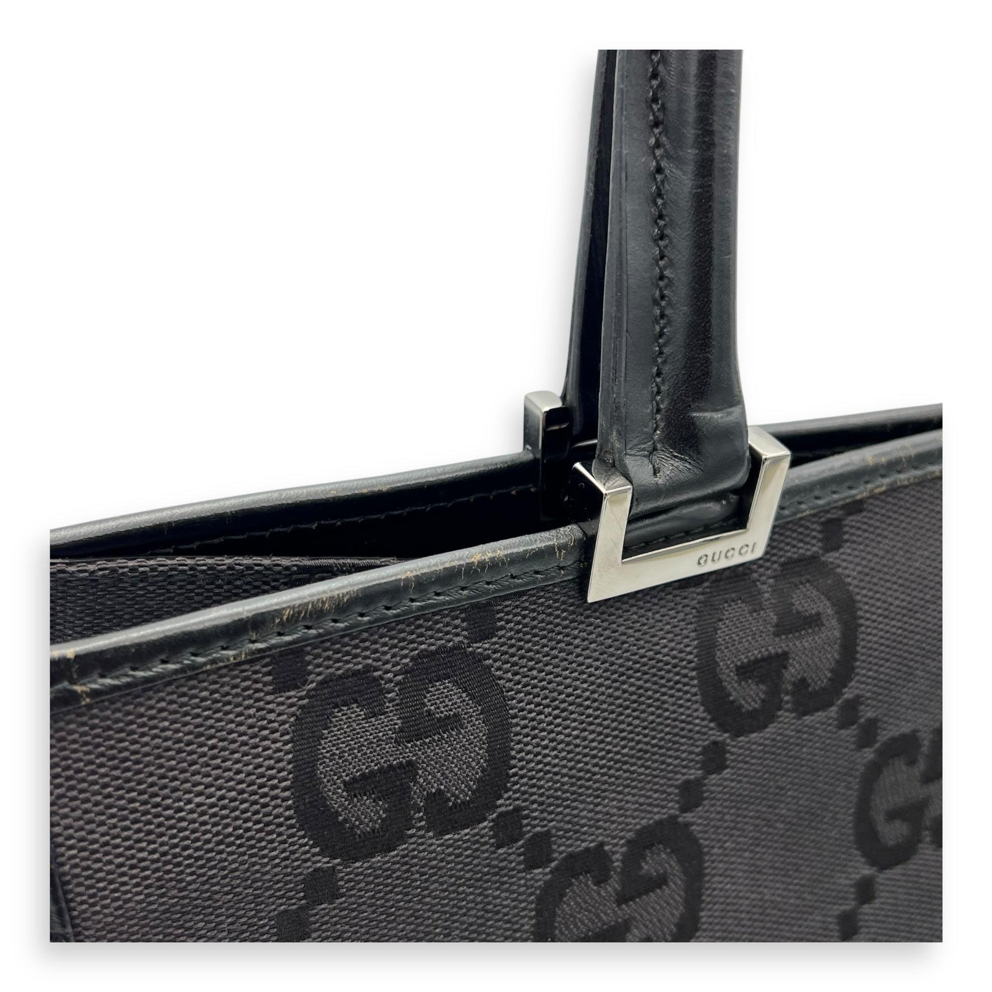 Jackie 1961 Tote Bag Black in Canvas, Silver hardware - Image 10