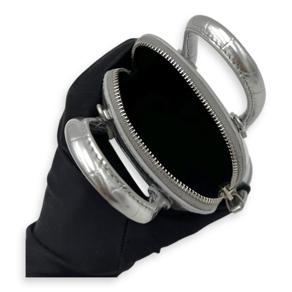 Ville Micro Silver Top Handle Bag in Crocodile Embossed Calfskin, Silver hardware - Image 10