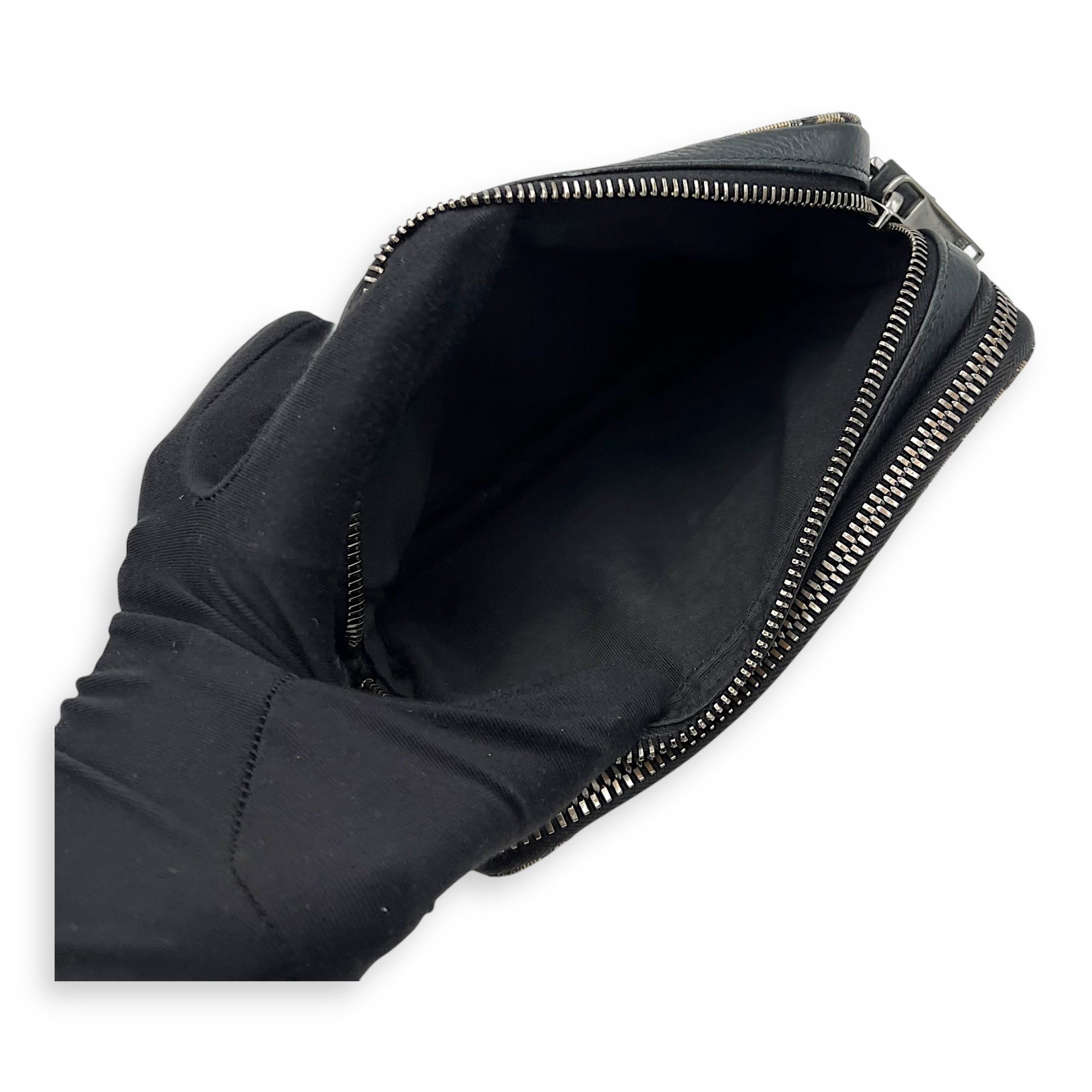 Zipped Pouch Oblique Blue Crossbody Bag in Jacquard, Silver hardware - Image 10