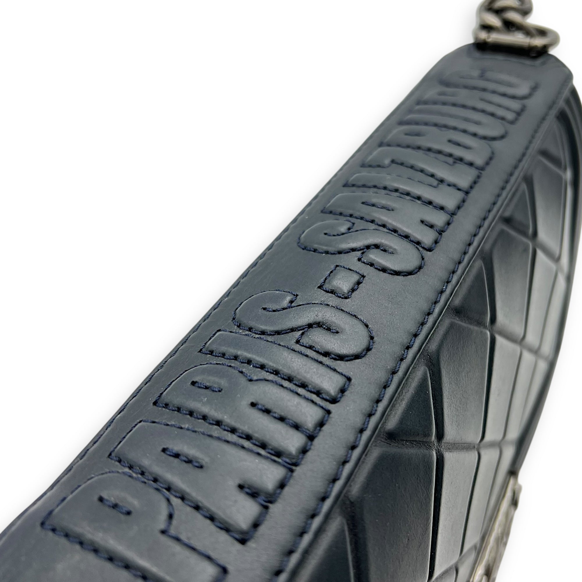 Boy Medium Blue Shoulder Bag in Lambskin, Ruthenium hardware - Image 12