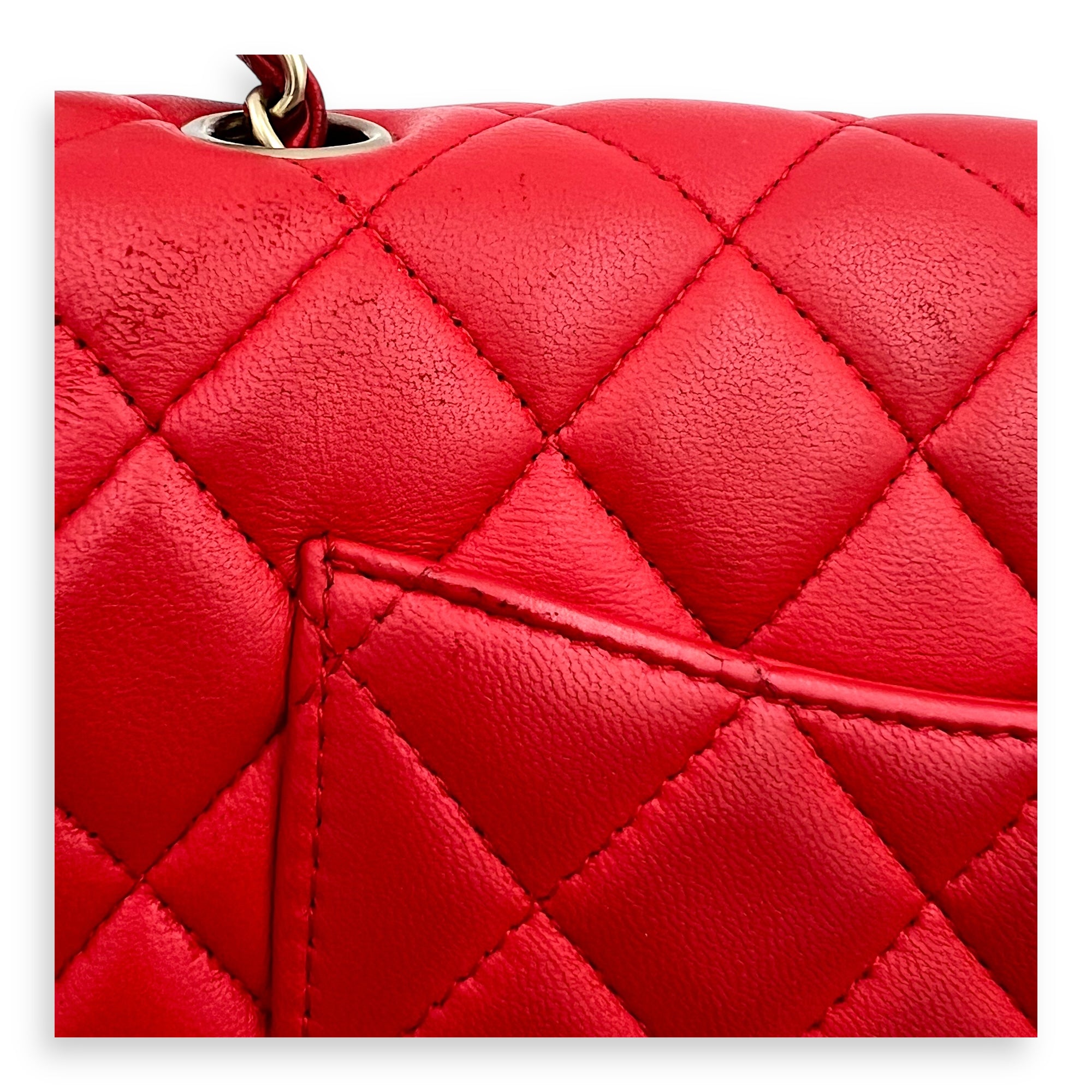 CC Rectangle Shoulder Bag Red in Lambskin, Gold hardware - Image 9