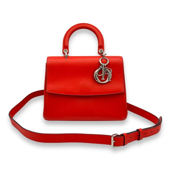 Be Dior Top Handle Bag Red in Calfskin, Silver hardware - Image 11