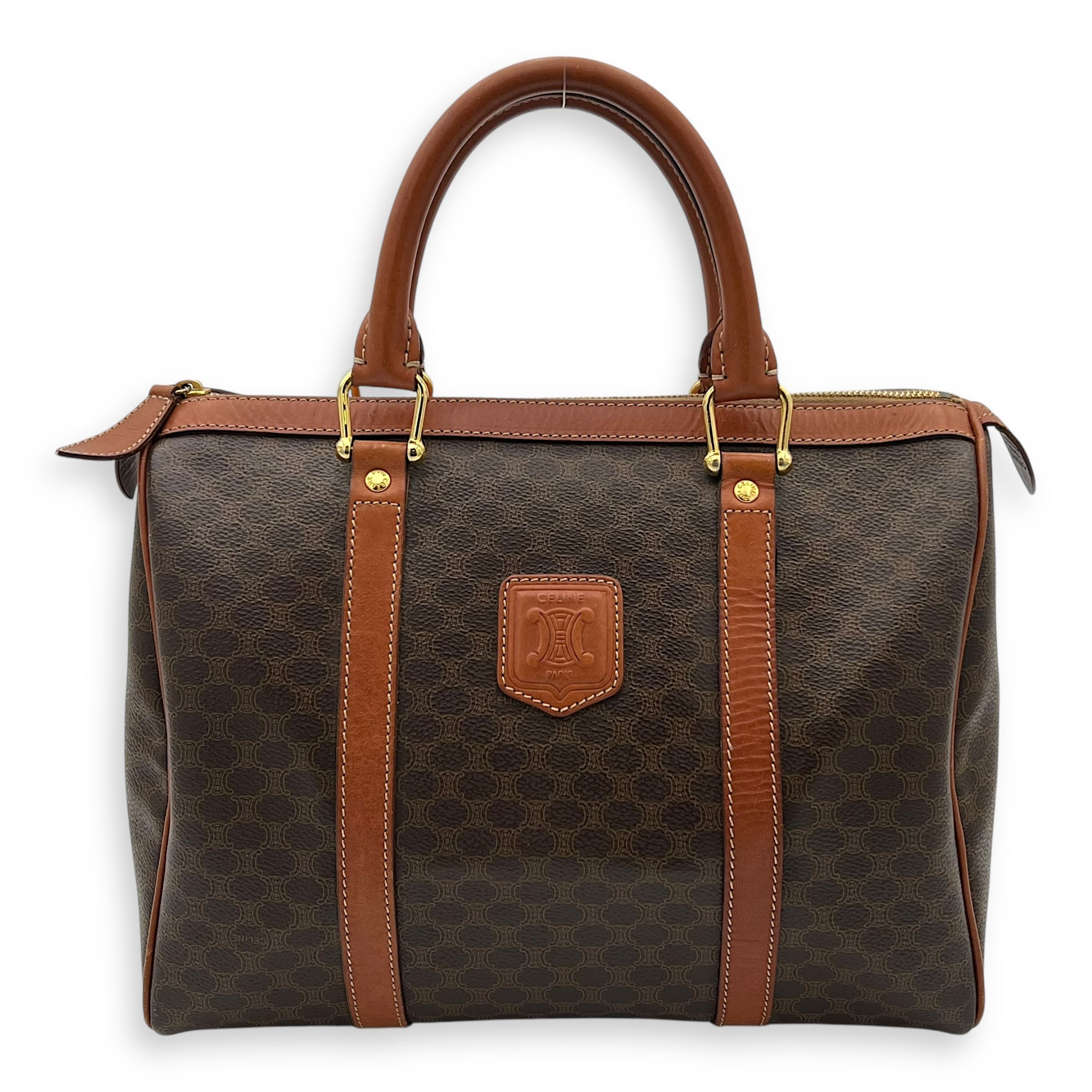 Macadam Top Handle Bag Brown in Calfskin, Gold hardware