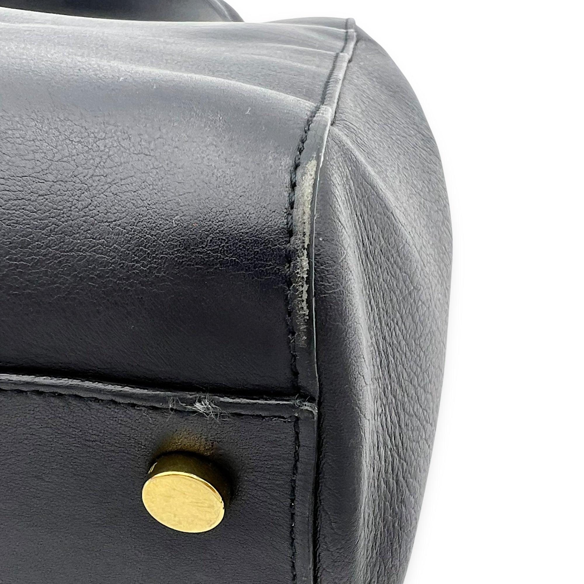 Moujik Top Handle Bag Blue in Calfskin, Gold hardware - Image 11