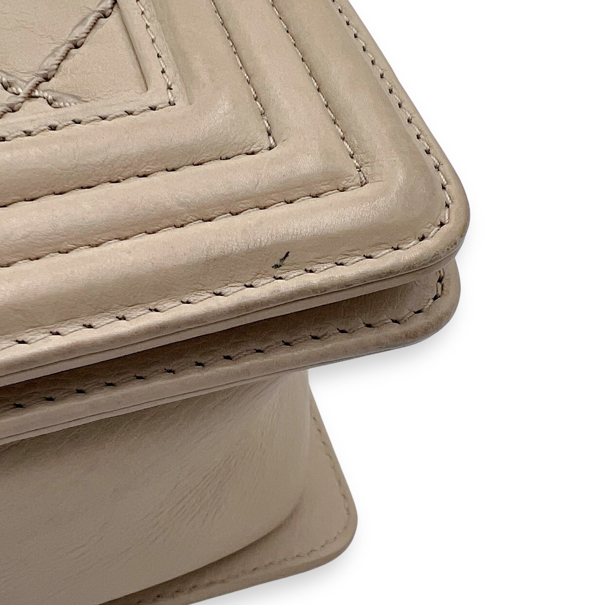 Boy Medium Beige Shoulder Bag in Calfskin, Gunmetal hardware - Image 11