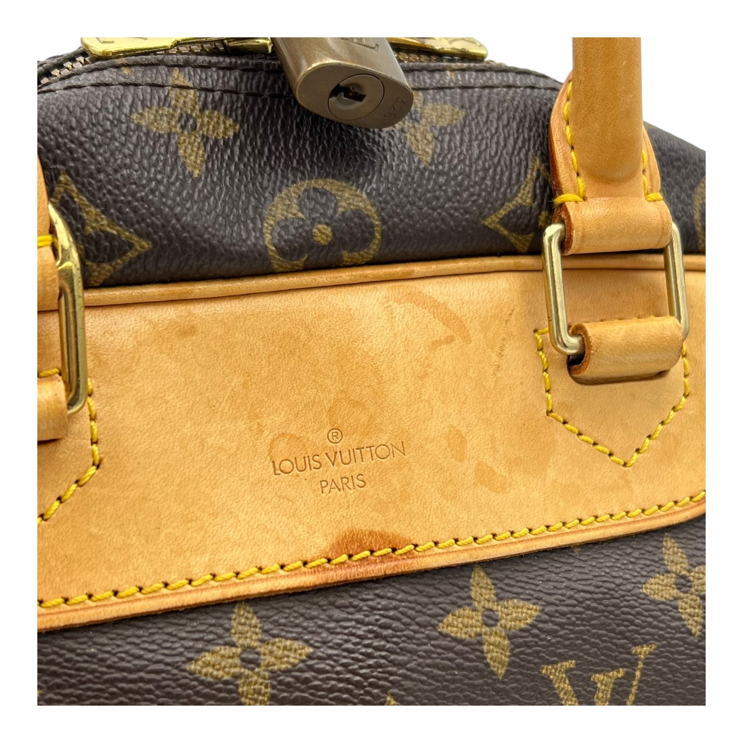 Deauville Top Handle Bag Brown in Monogram Coated Canvas, Gold hardware - Image 11