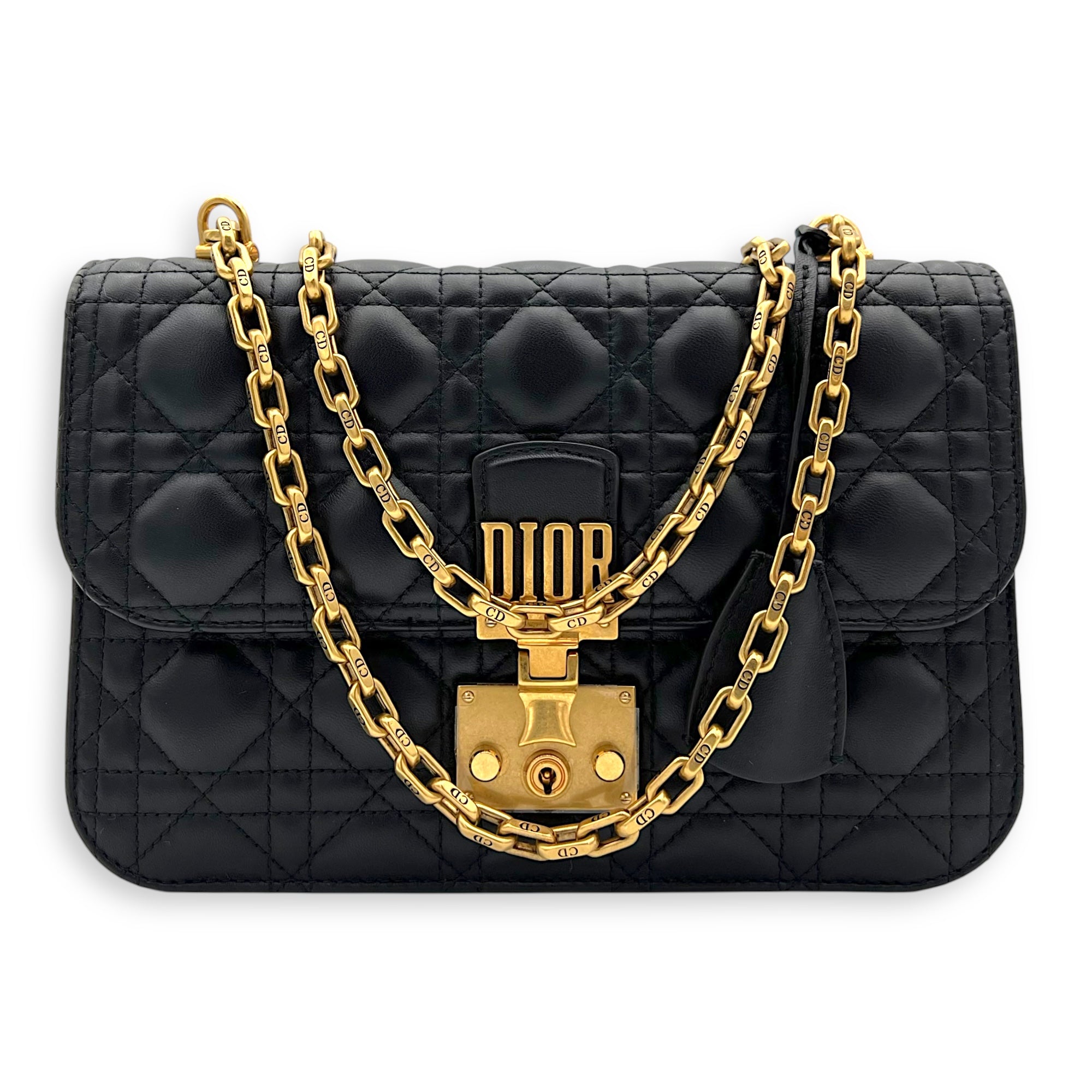 DiorAddict Shoulder Bag Black in Calfskin, Gold hardware - Image 11