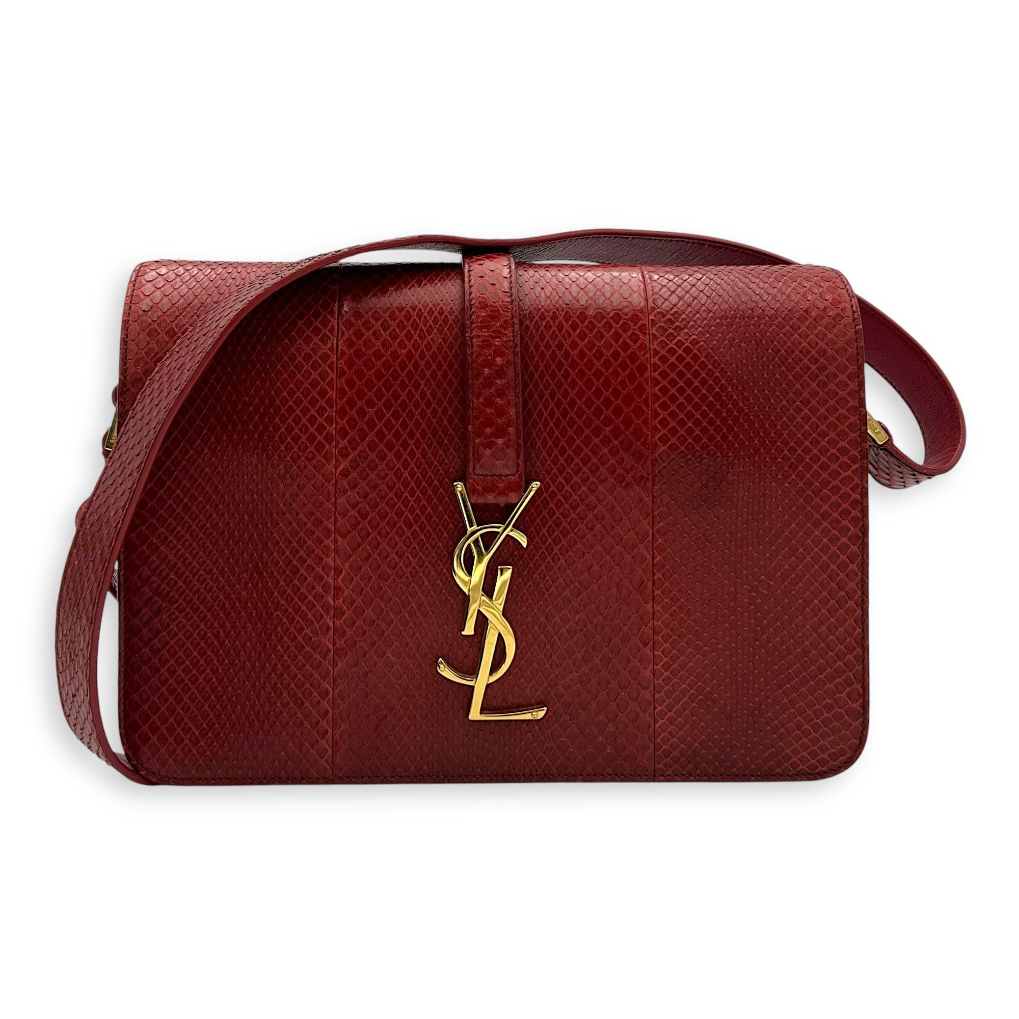 Monogram Universite Crossbody Bag Red in Python Leather, Gold hardware - Image 11
