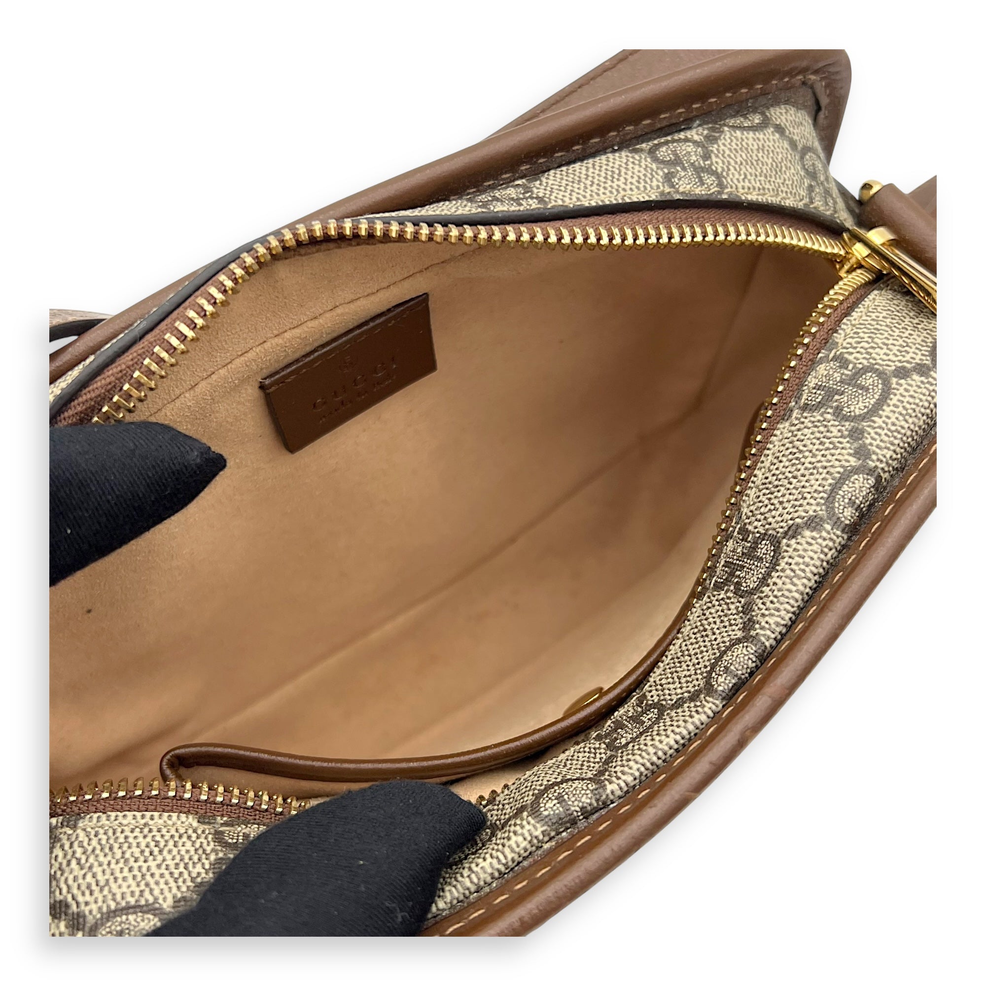 GG Supreme Crossbody Bag Brown in Coated Canvas, Gold hardware - Image 11