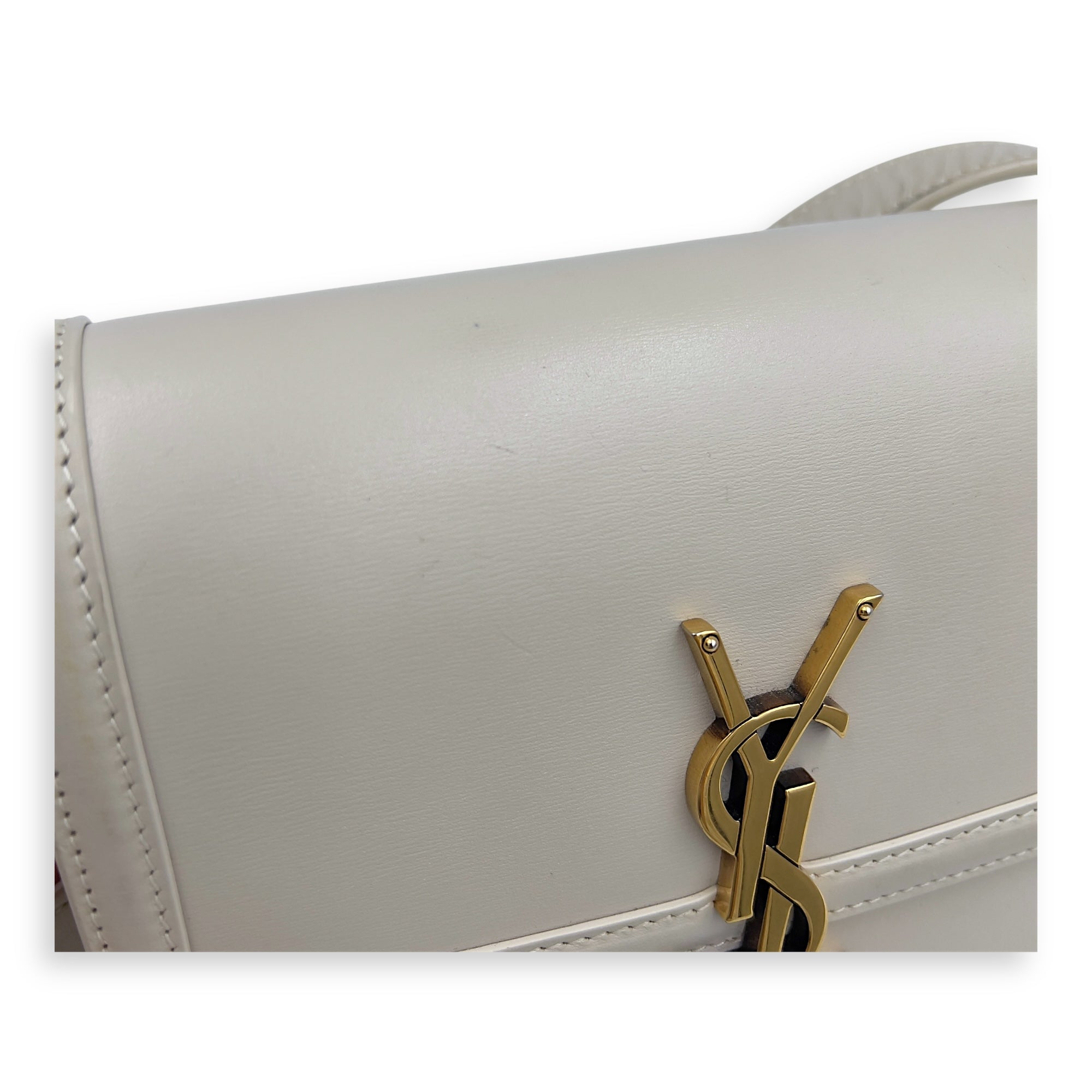 Solferino Shoulder Bag White in Calfskin, Gold hardware - Image 11